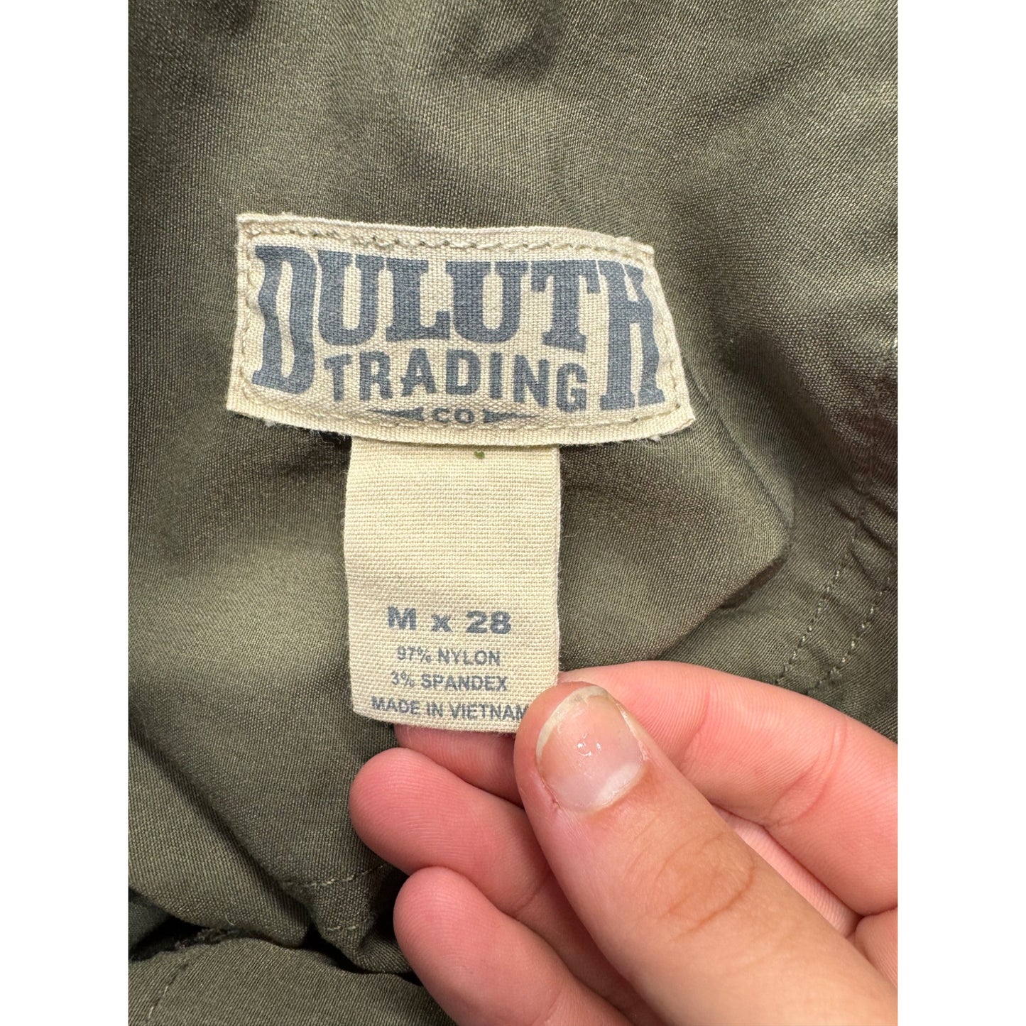 Duluth Trading Co. Cargo Pants M Green Nylon Spandex #9091