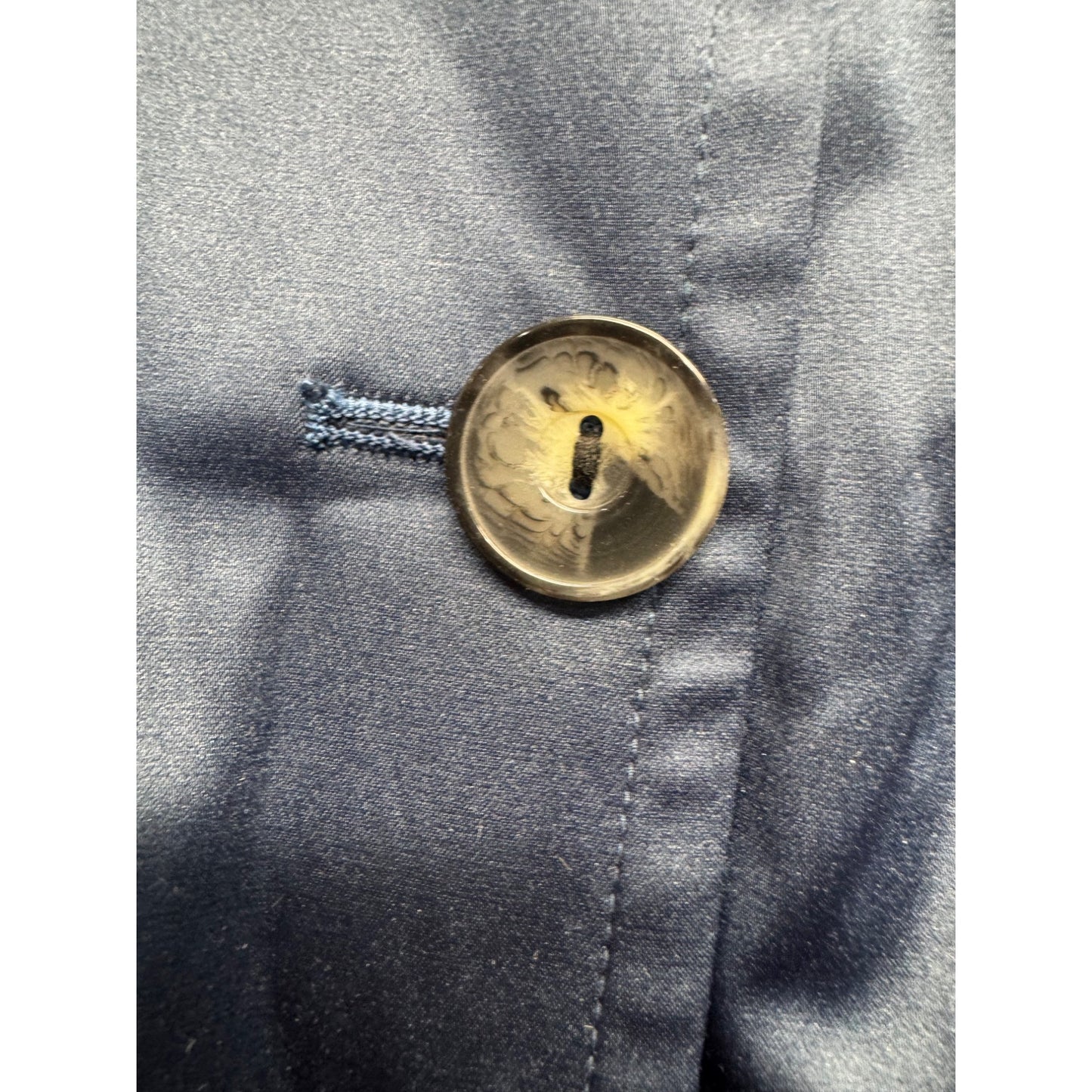 Double-Breasted Navy Trench Coat With Belt & Button Details Size M #9346