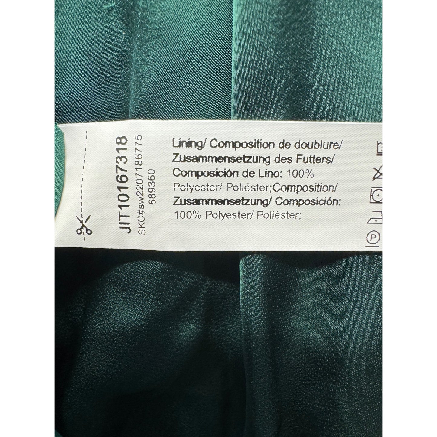 Motf XS Green Long-Sleeve Satin A-Line Dress With Gold Button Cuffs #9997