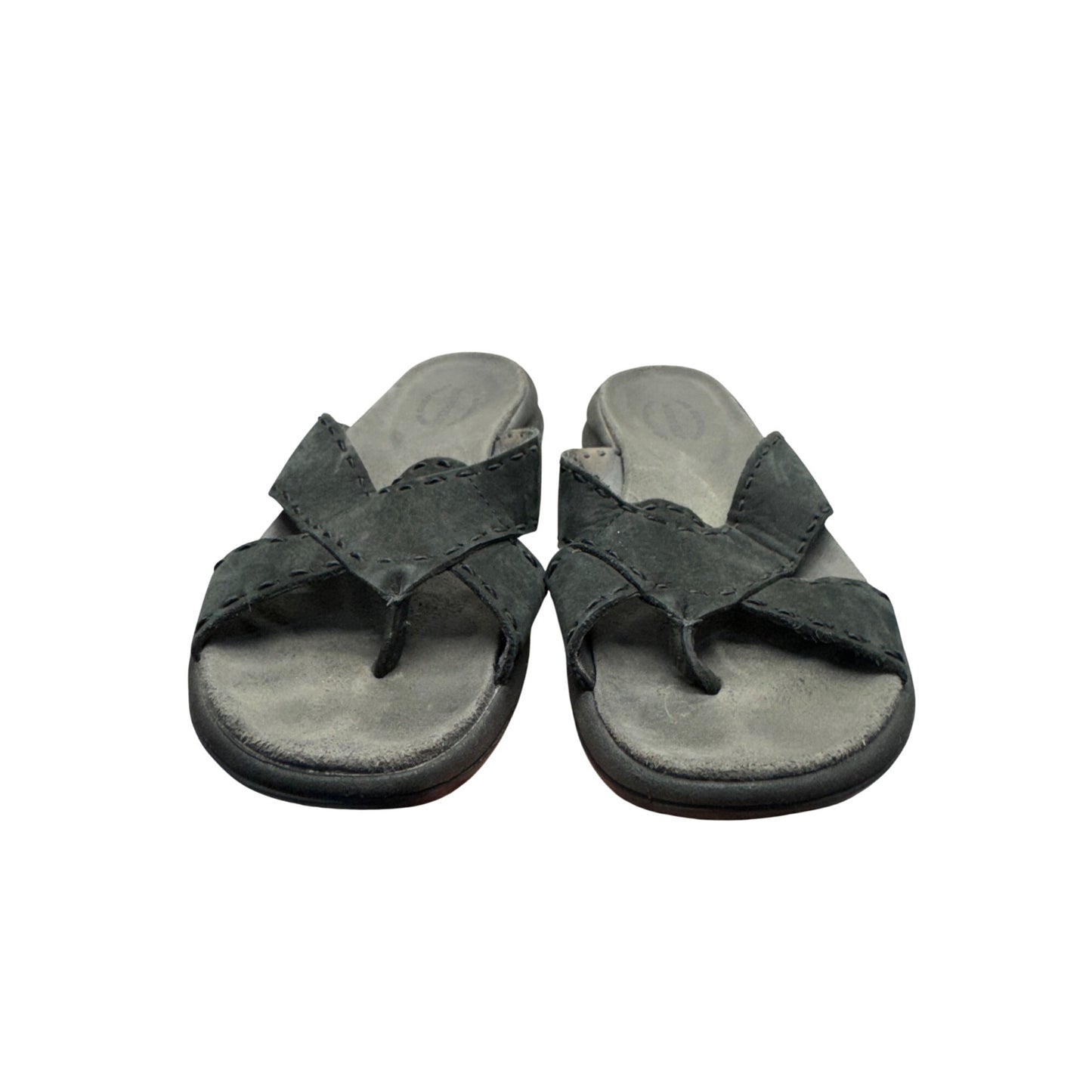 Merrell Black Leather Sandals Slip-On Comfort Shoes With Toe Strap Size 9 #9397