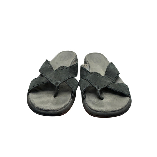 Merrell Black Leather Sandals Slip-On Comfort Shoes With Toe Strap Size 9 #9397