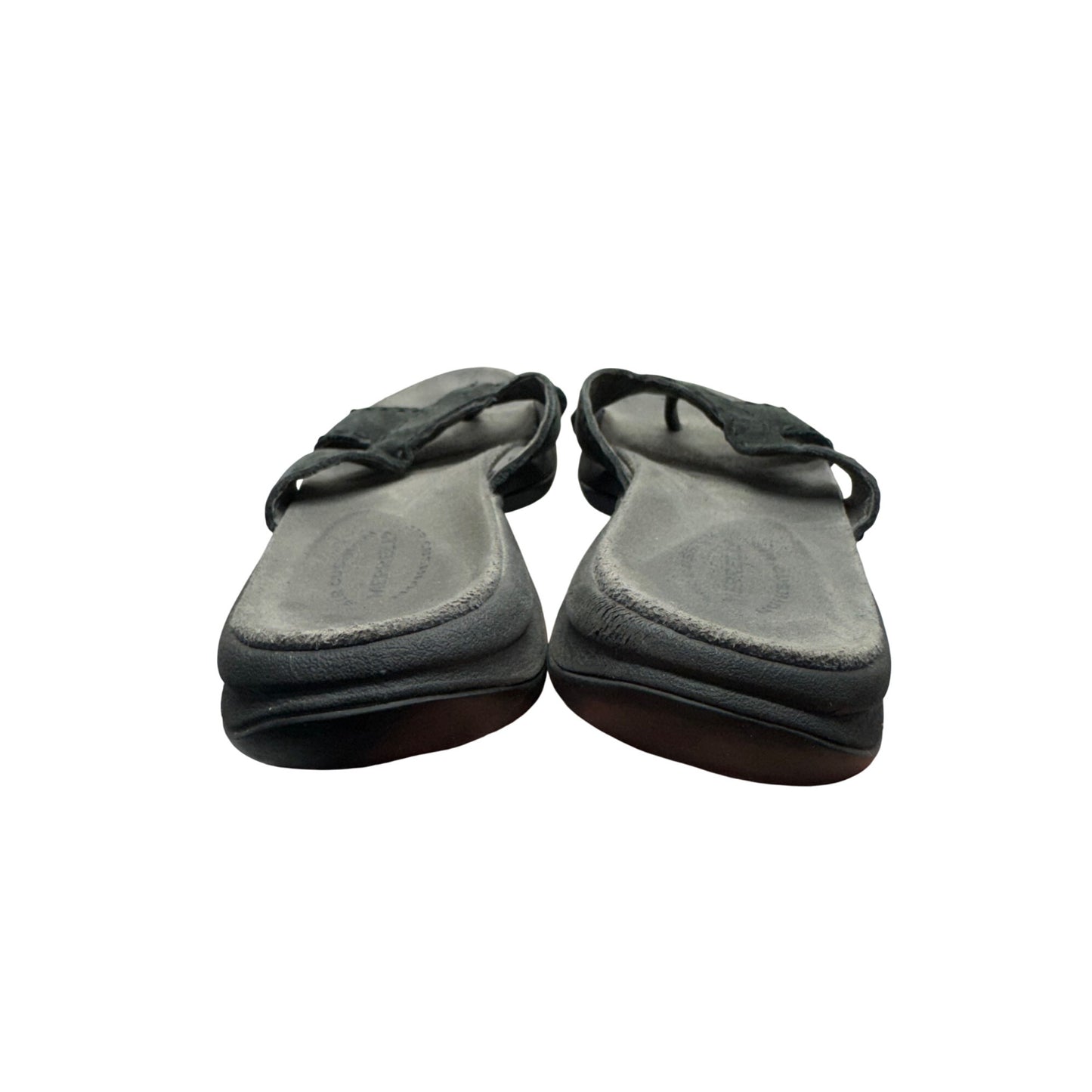 Merrell Black Leather Sandals Slip-On Comfort Shoes With Toe Strap Size 9 #9397