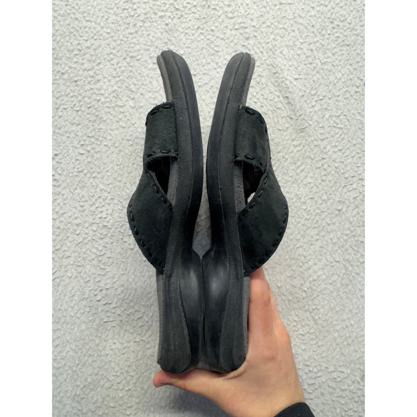Merrell Black Leather Sandals Slip-On Comfort Shoes With Toe Strap Size 9 #9397
