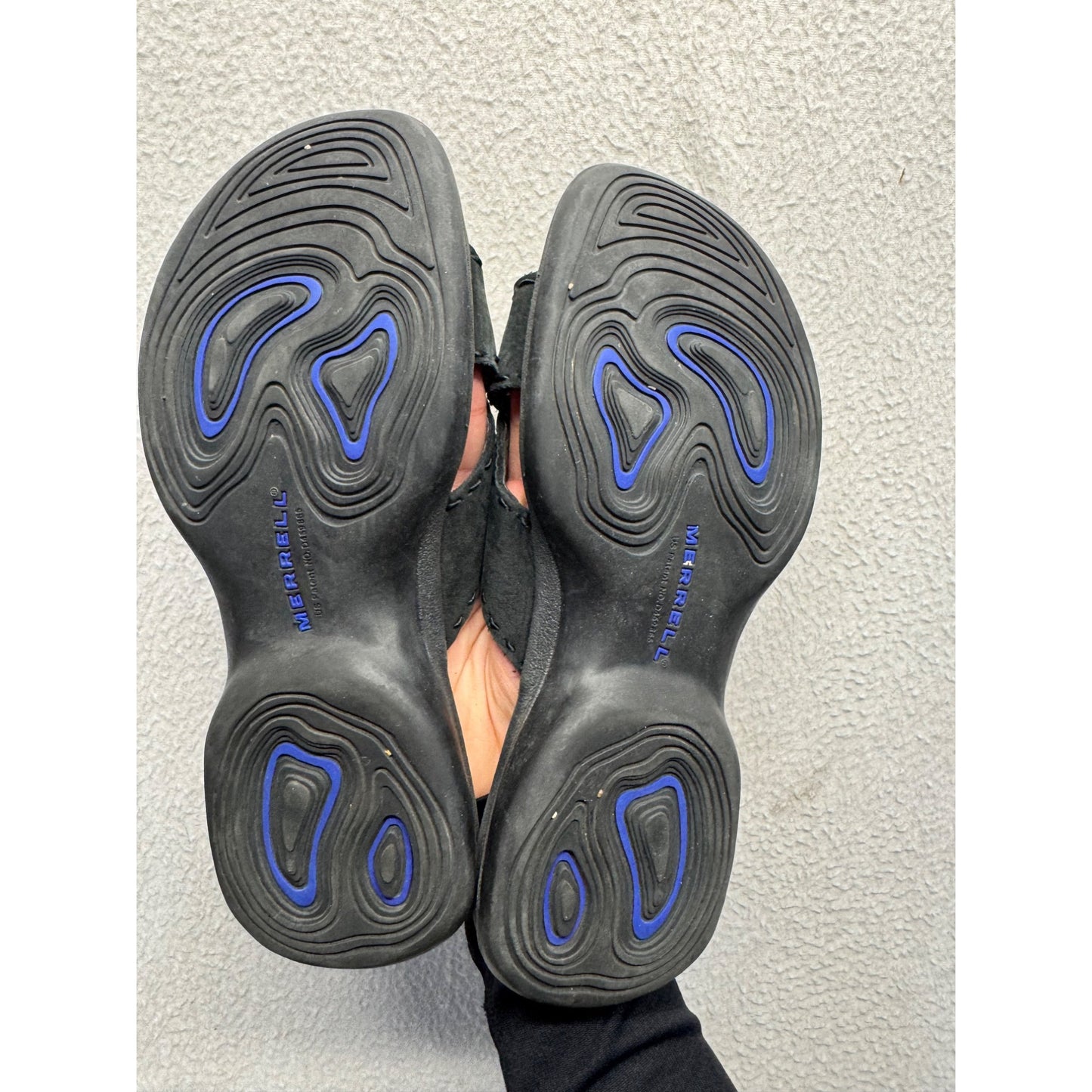 Merrell Black Leather Sandals Slip-On Comfort Shoes With Toe Strap Size 9 #9397