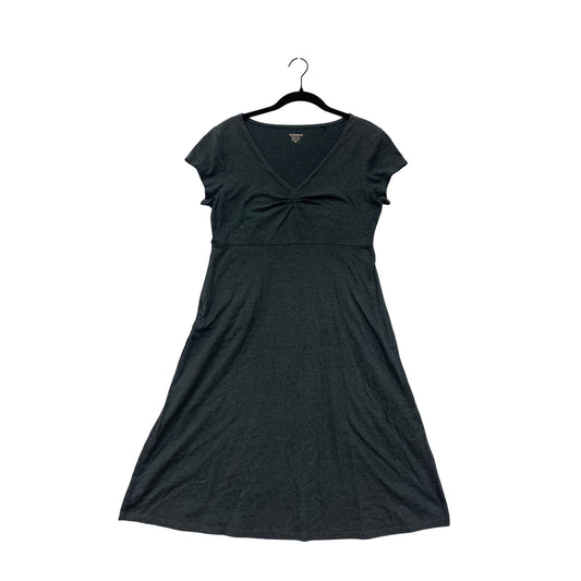 Toad & Co Womens Medium Short Sleeve V-Neck A-Line Dress Charcoal Gray #6917