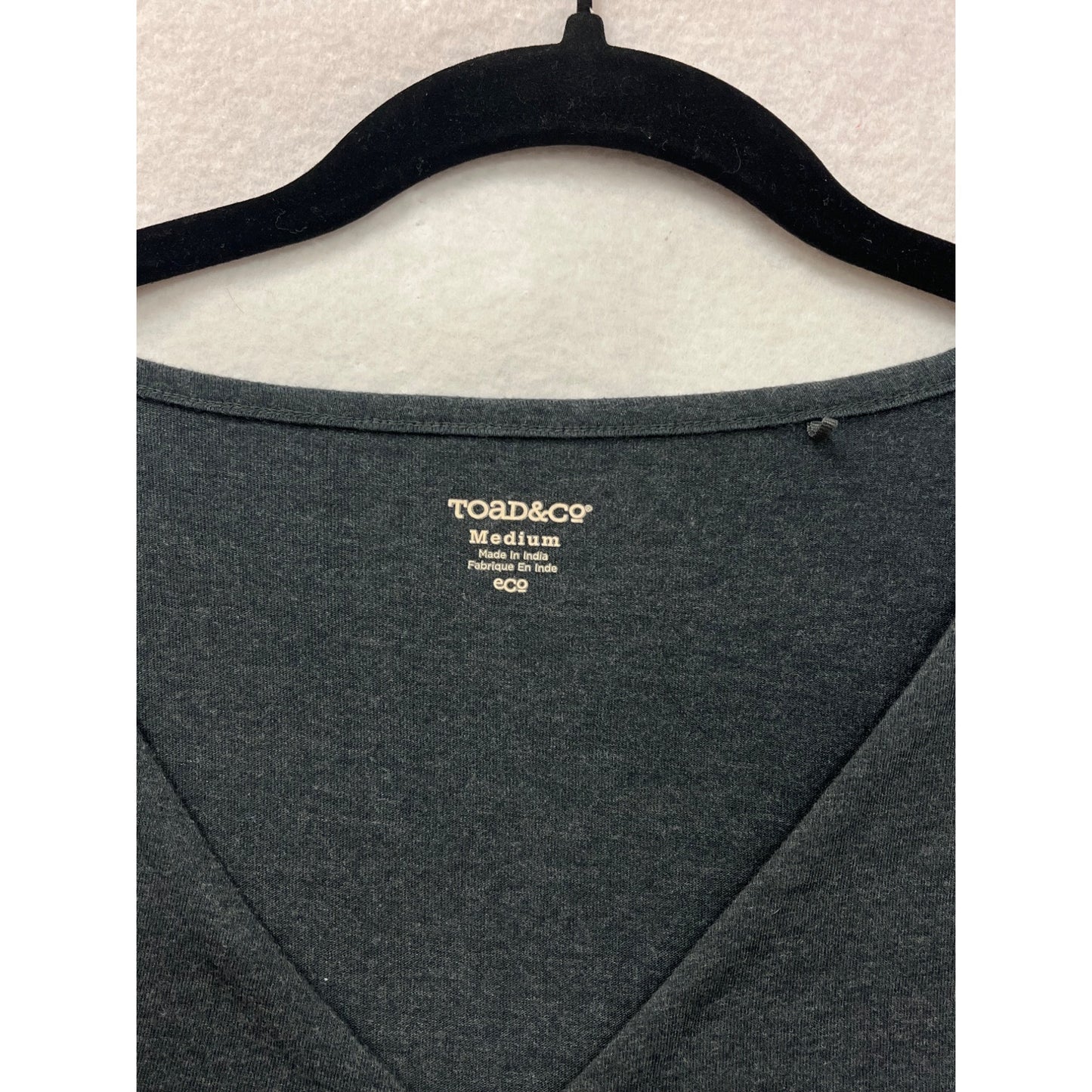 Toad & Co Womens Medium Short Sleeve V-Neck A-Line Dress Charcoal Gray #6917