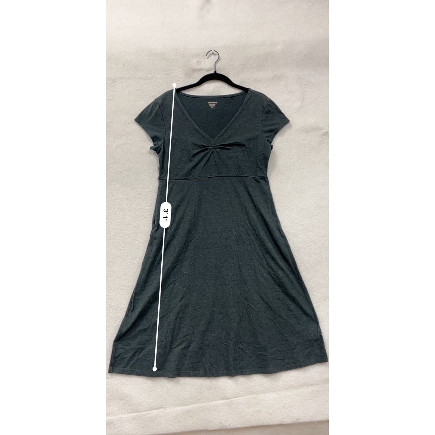 Toad & Co Womens Medium Short Sleeve V-Neck A-Line Dress Charcoal Gray #6917
