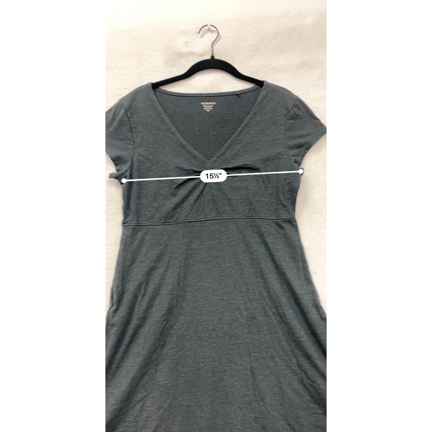 Toad & Co Womens Medium Short Sleeve V-Neck A-Line Dress Charcoal Gray #6917
