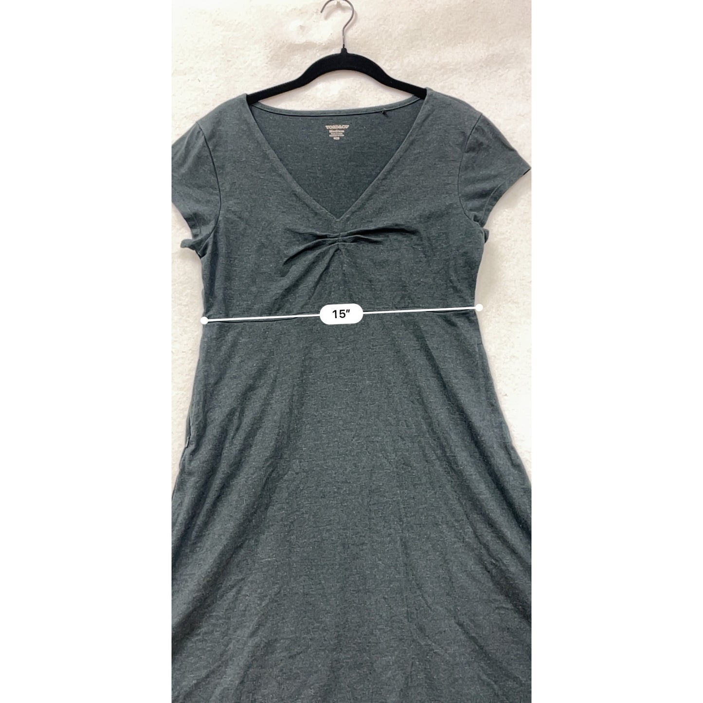 Toad & Co Womens Medium Short Sleeve V-Neck A-Line Dress Charcoal Gray #6917