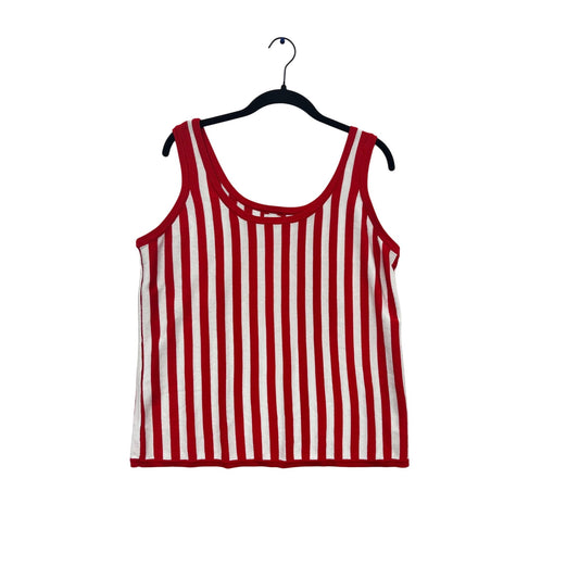 Anne Klein Red & White Striped Tank Top #688A