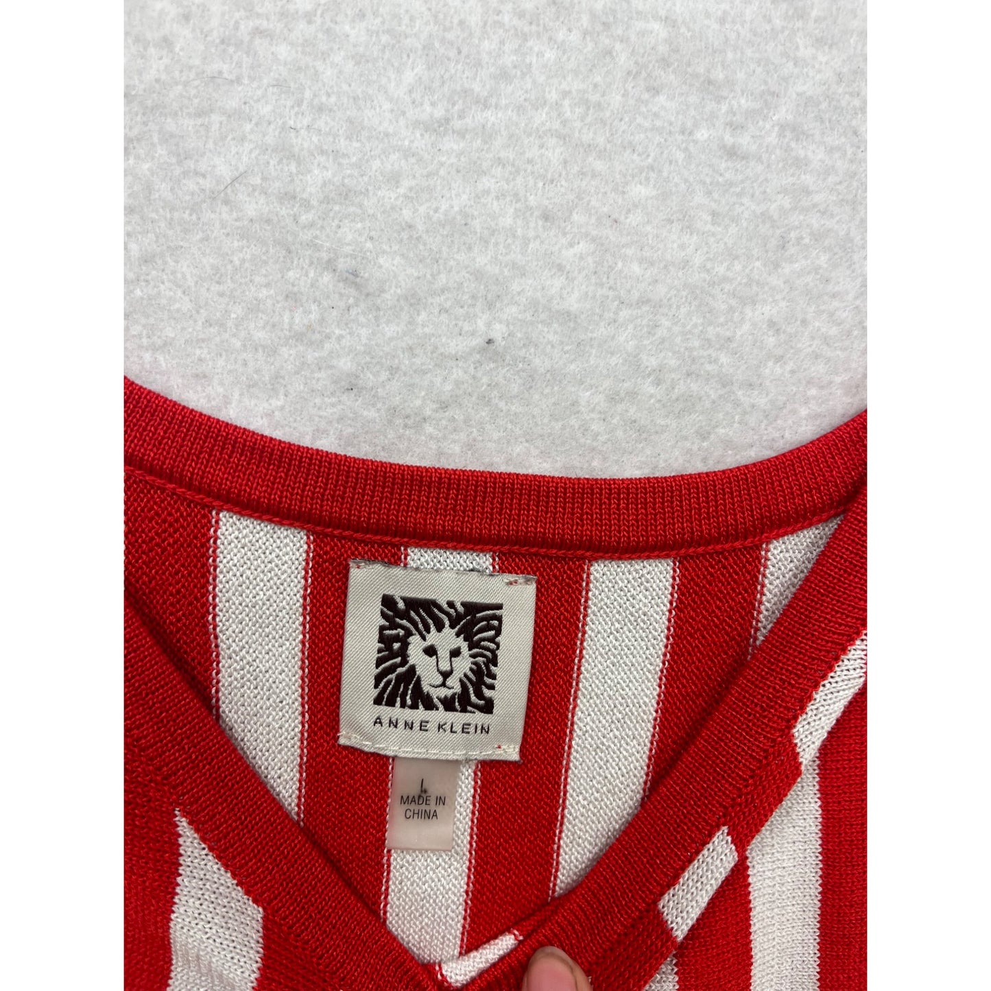 Anne Klein Red & White Striped Tank Top #688A