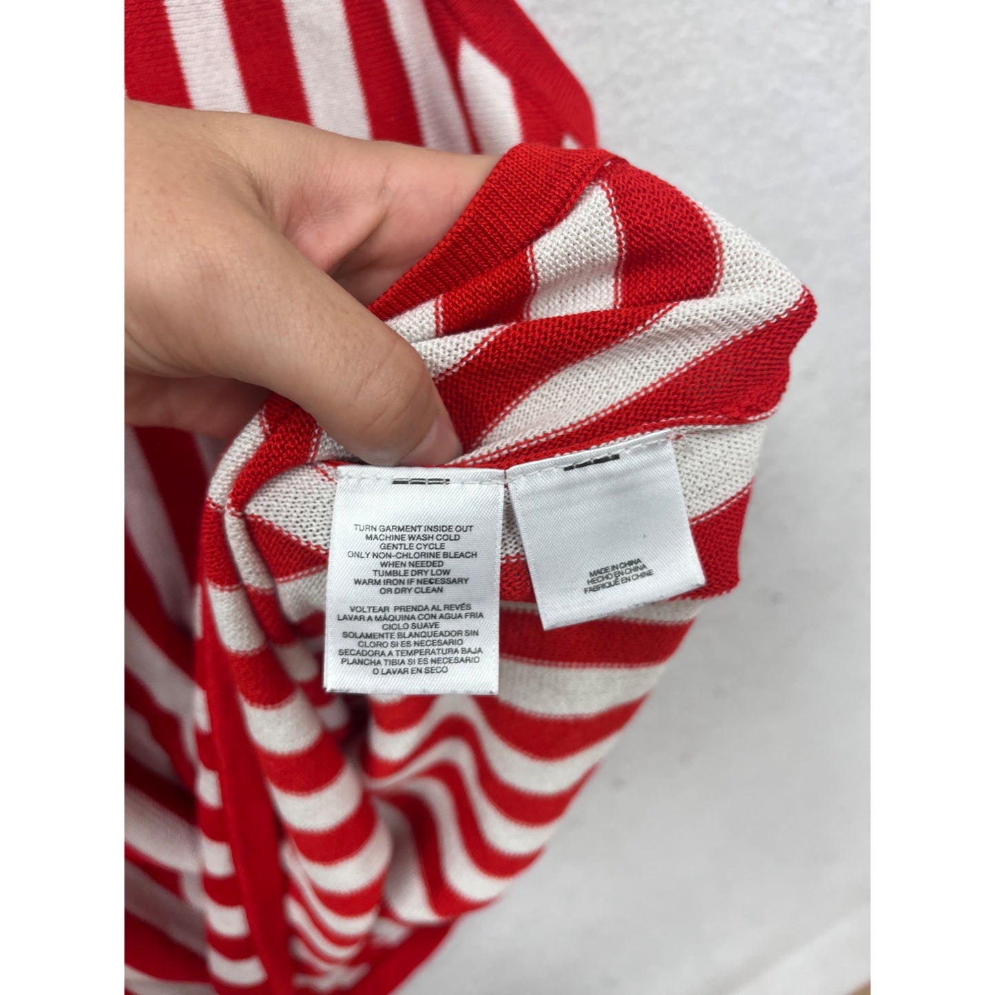 Anne Klein Red & White Striped Tank Top #688A
