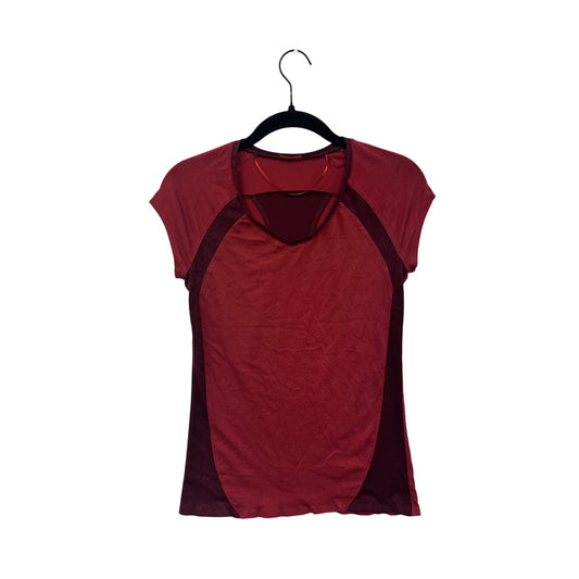 Womens Red & Burgundy Athletic Top With Mesh Back Detail - Small Size #6803