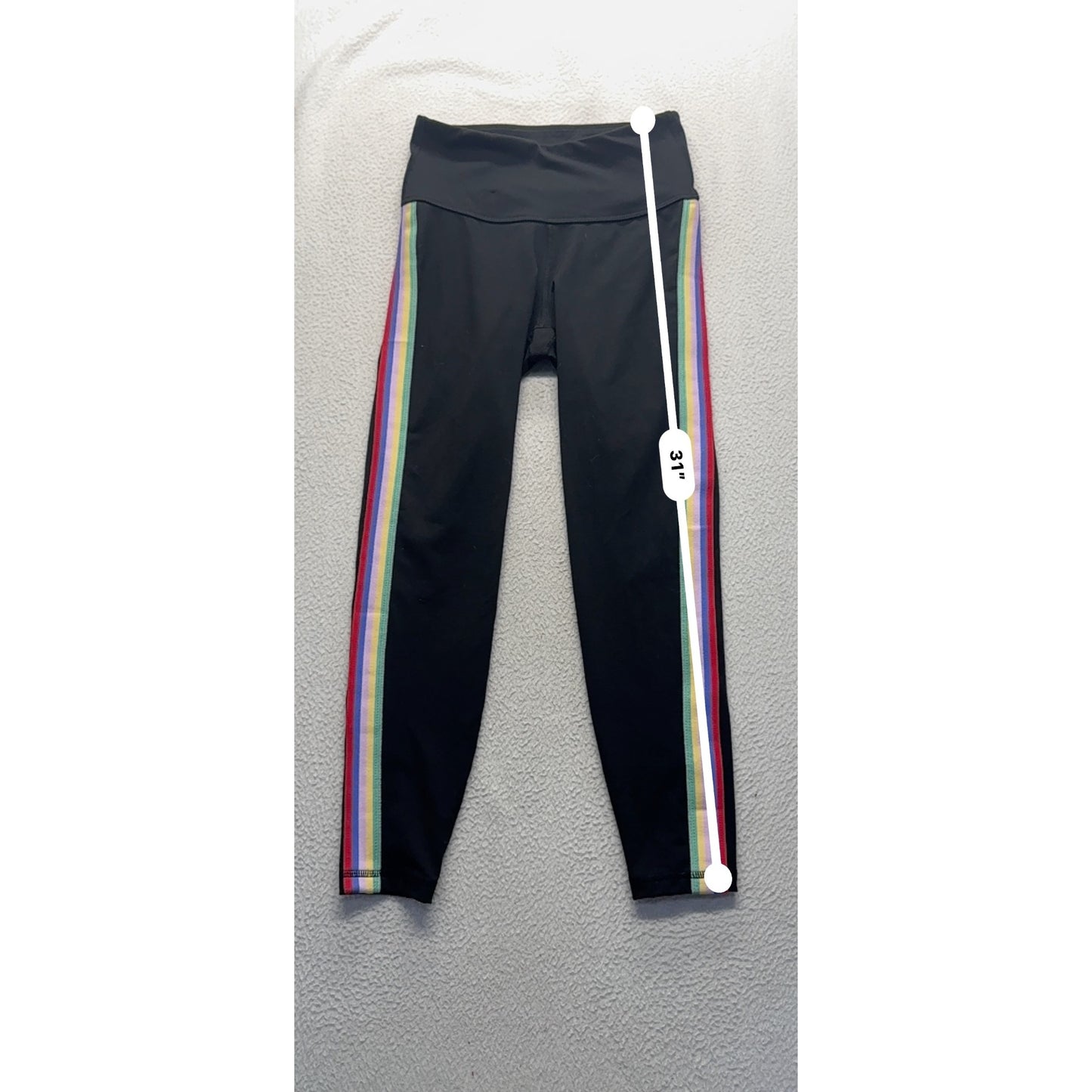 Old Navy Active Black Leggings With Rainbow Side Stripes Go-Dry Size S #9915