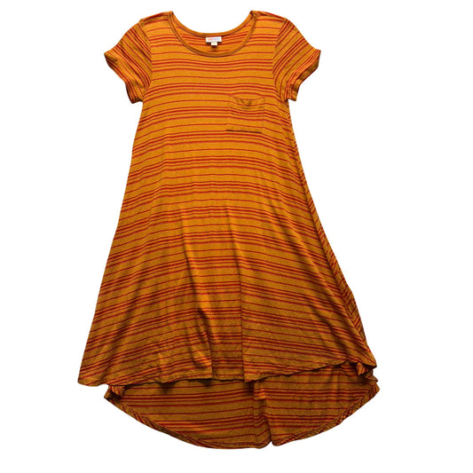 LuLaRoe Striped Hi-Low Dress Orange & Red XXS Rayon Blend  #7714