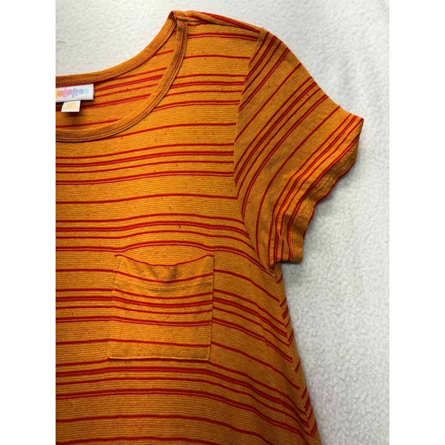 LuLaRoe Striped Hi-Low Dress Orange & Red XXS Rayon Blend  #7714