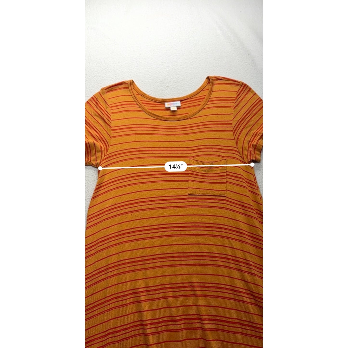LuLaRoe Striped Hi-Low Dress Orange & Red XXS Rayon Blend  #7714