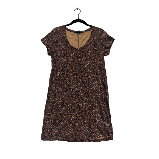 Social Standard By Sanctuary Scoop Neck Brown Animal Print Dress S #771A