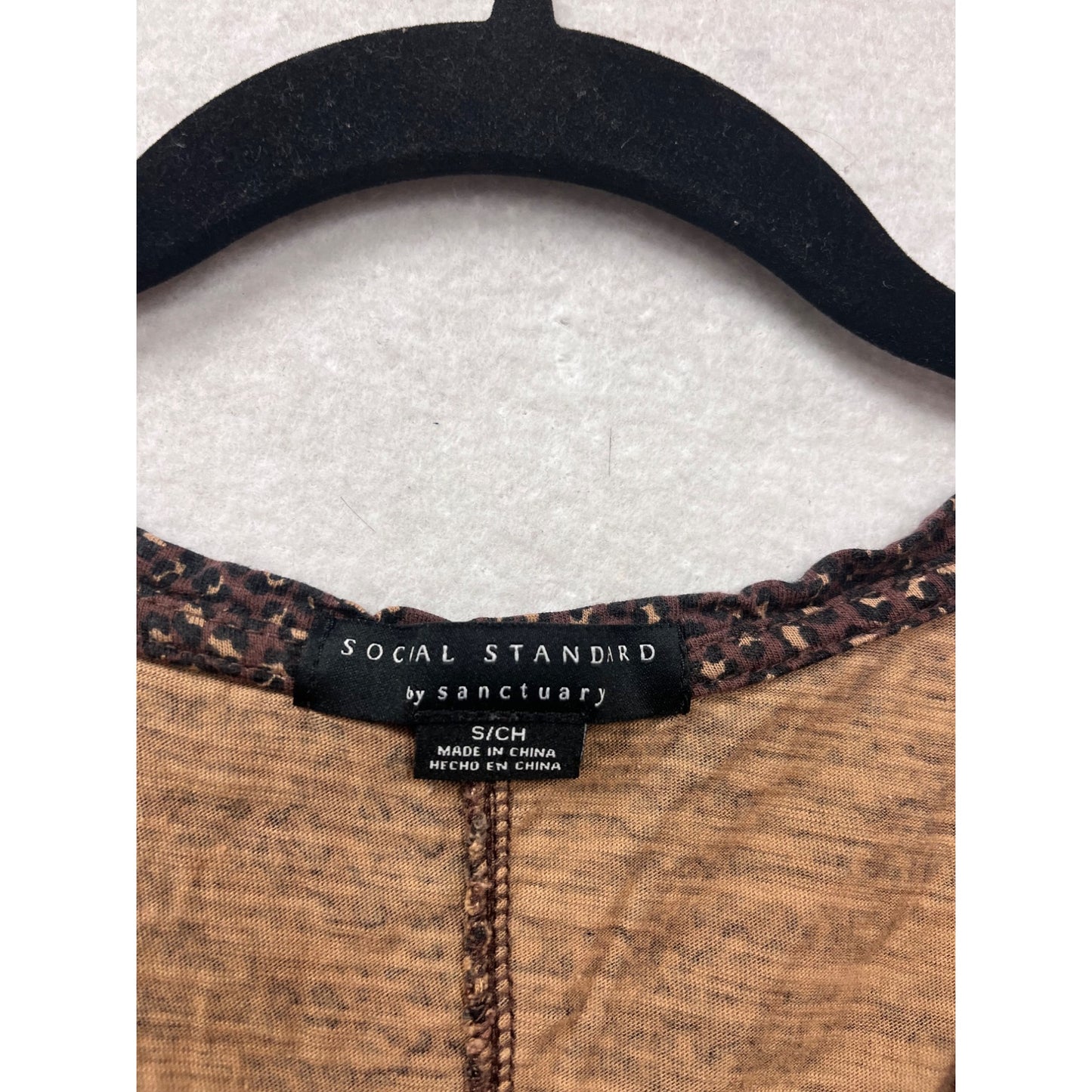 Social Standard By Sanctuary Scoop Neck Brown Animal Print Dress S #771A