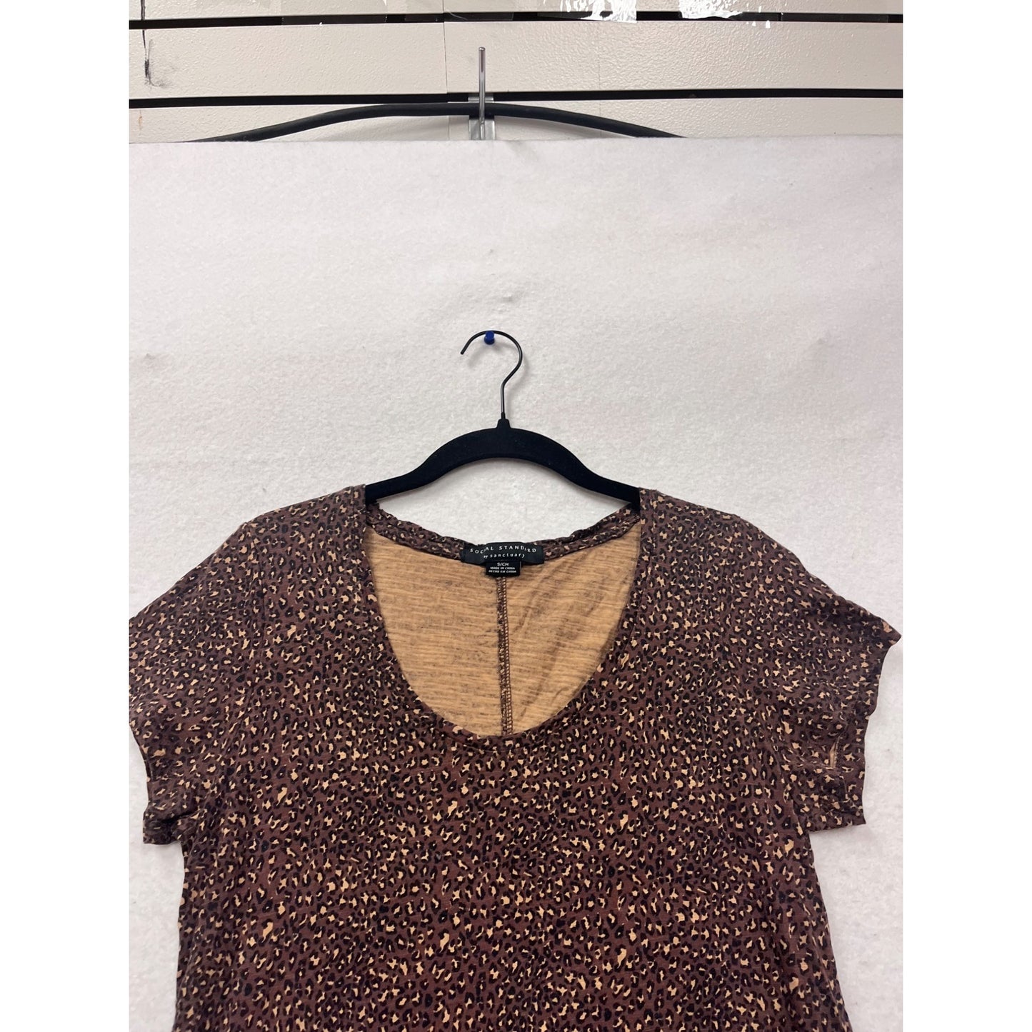 Social Standard By Sanctuary Scoop Neck Brown Animal Print Dress S #771A