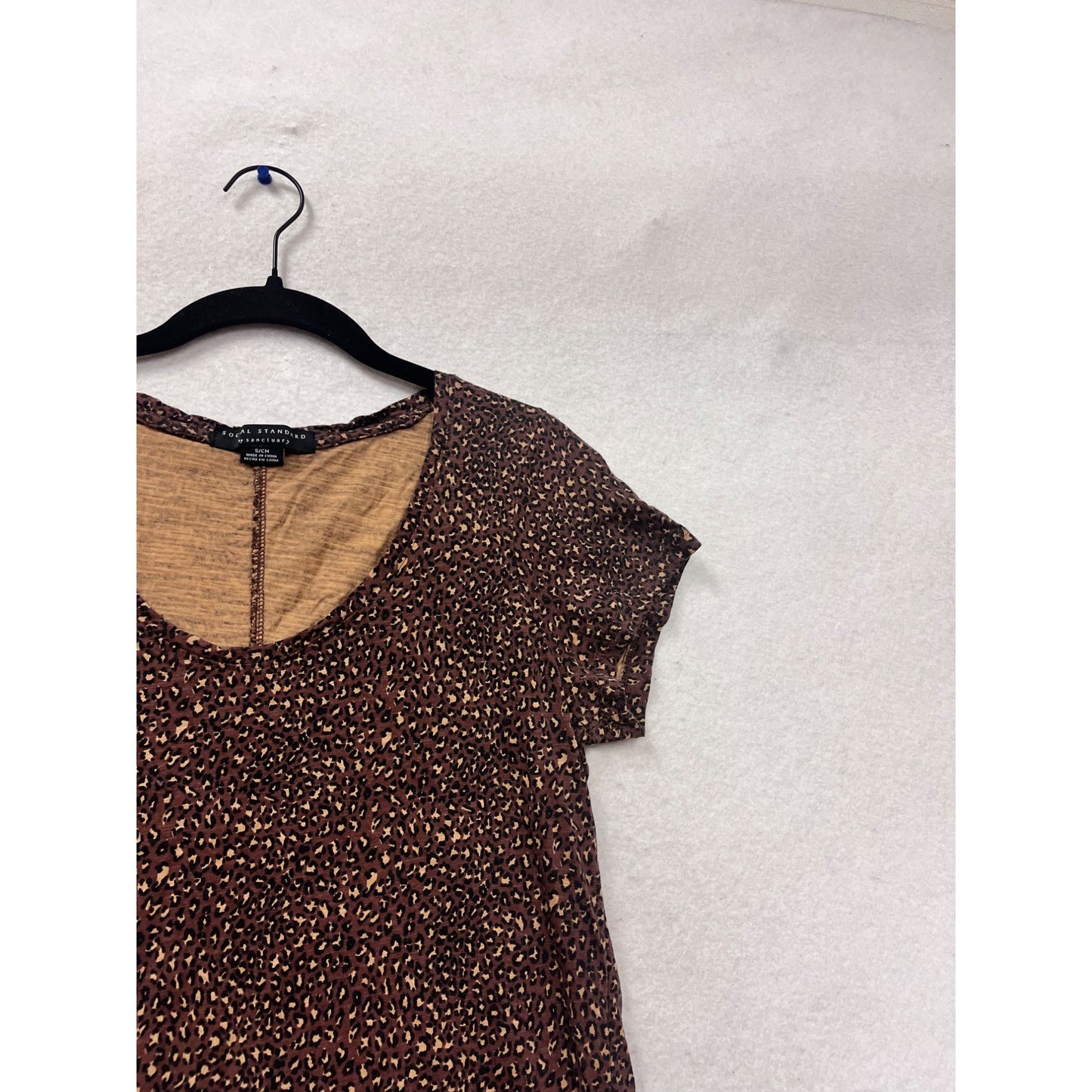 Social Standard By Sanctuary Scoop Neck Brown Animal Print Dress S #771A