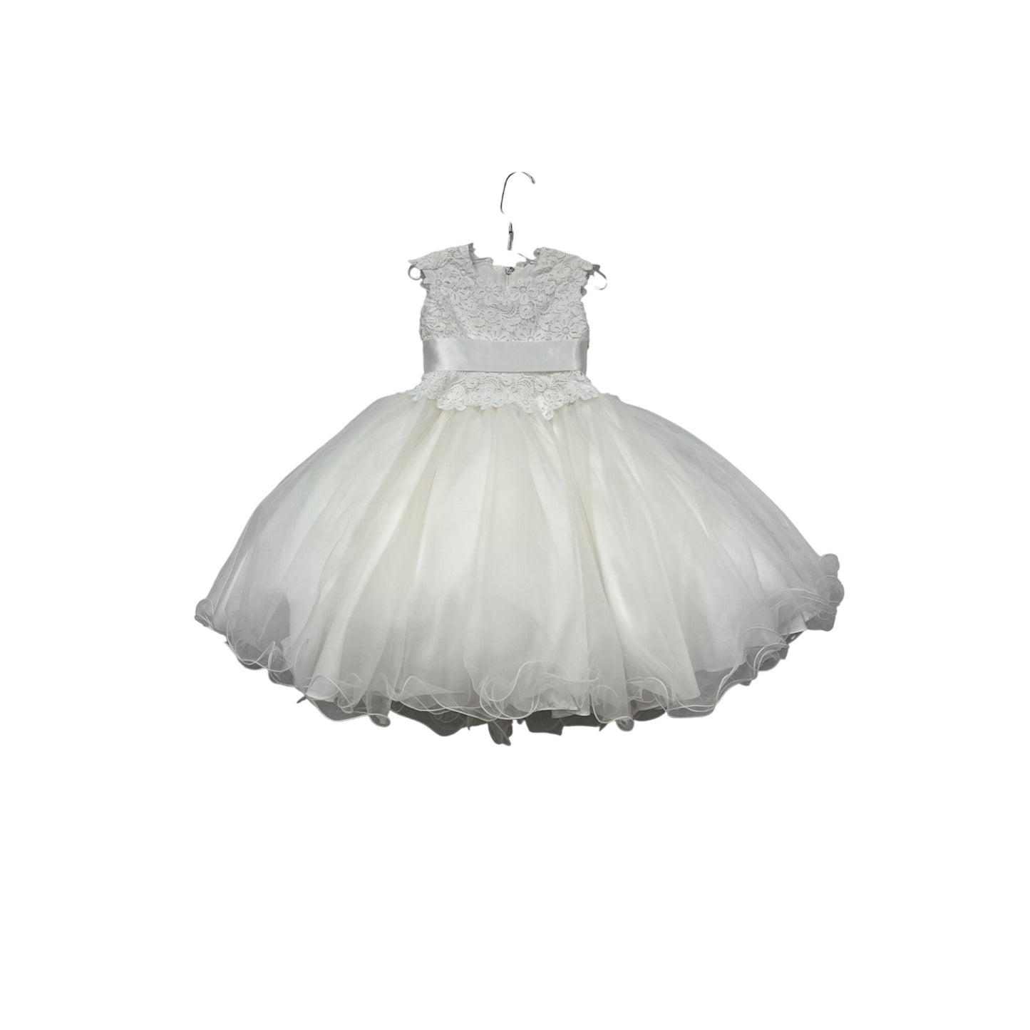 Joan Calabrese White Lace & Tulle Flower Girl Dress Size 2 #761A