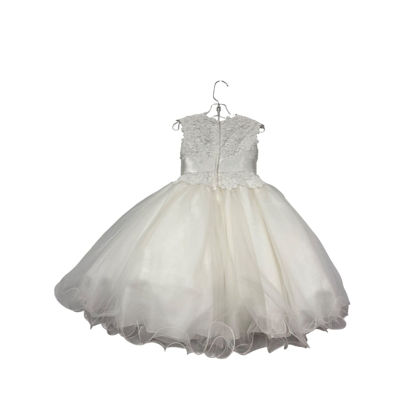 Joan Calabrese White Lace & Tulle Flower Girl Dress Size 2 #761A