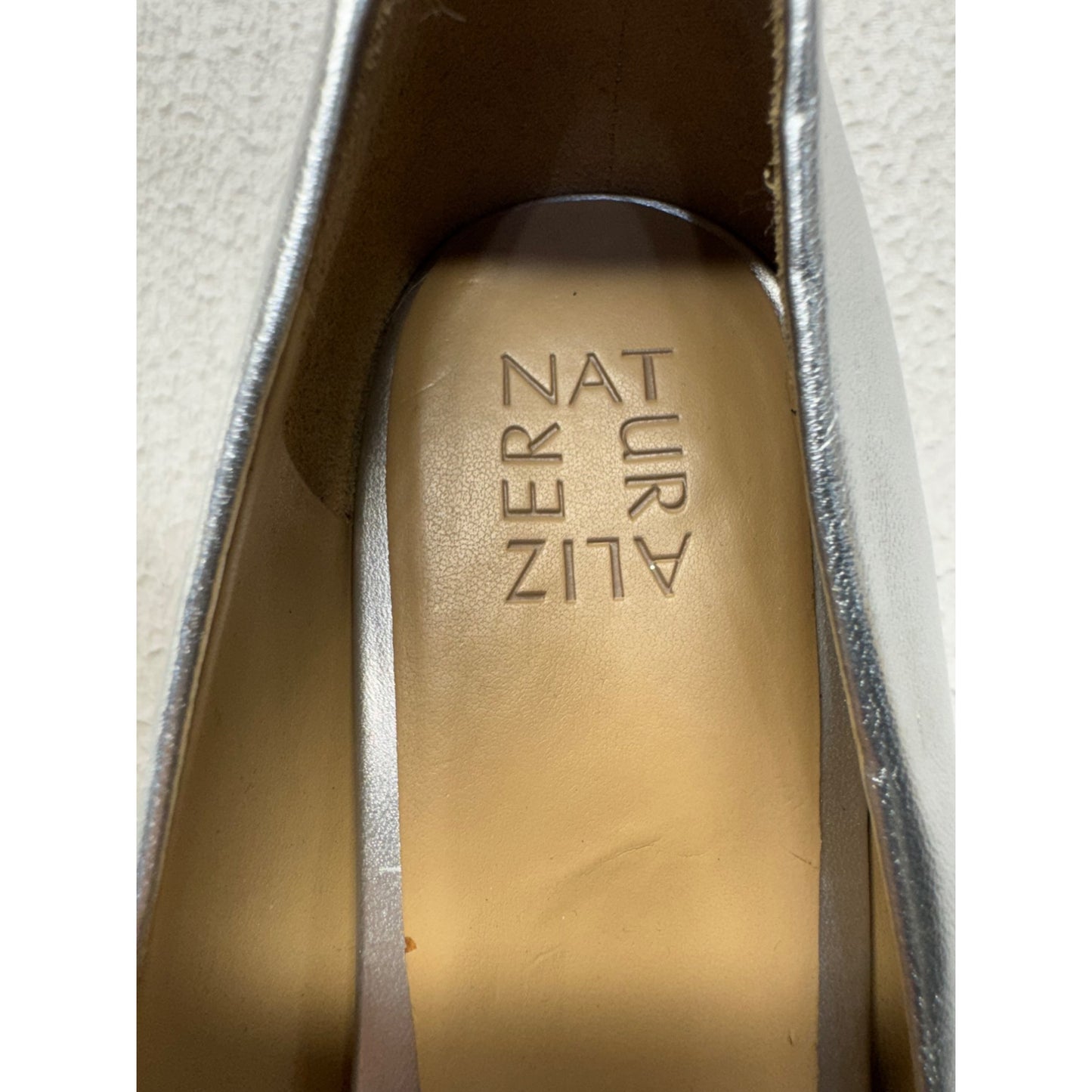 Naturalizer Silver Metallic Pointed-Toe Leather Heels Stiletto Pumps #9242