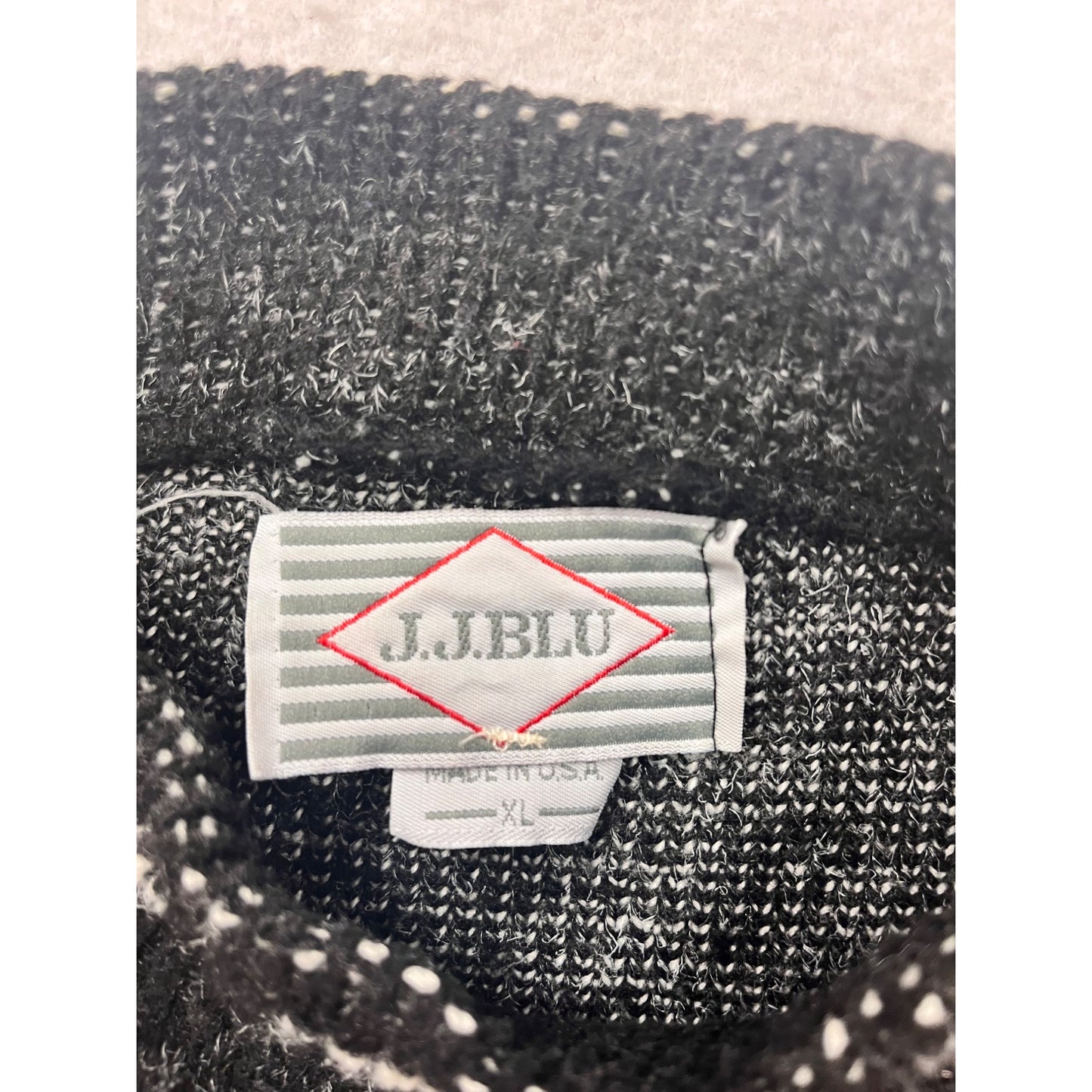 Vintage J.J.Blu XL Black & White Geometric Pullover Sweater #8734