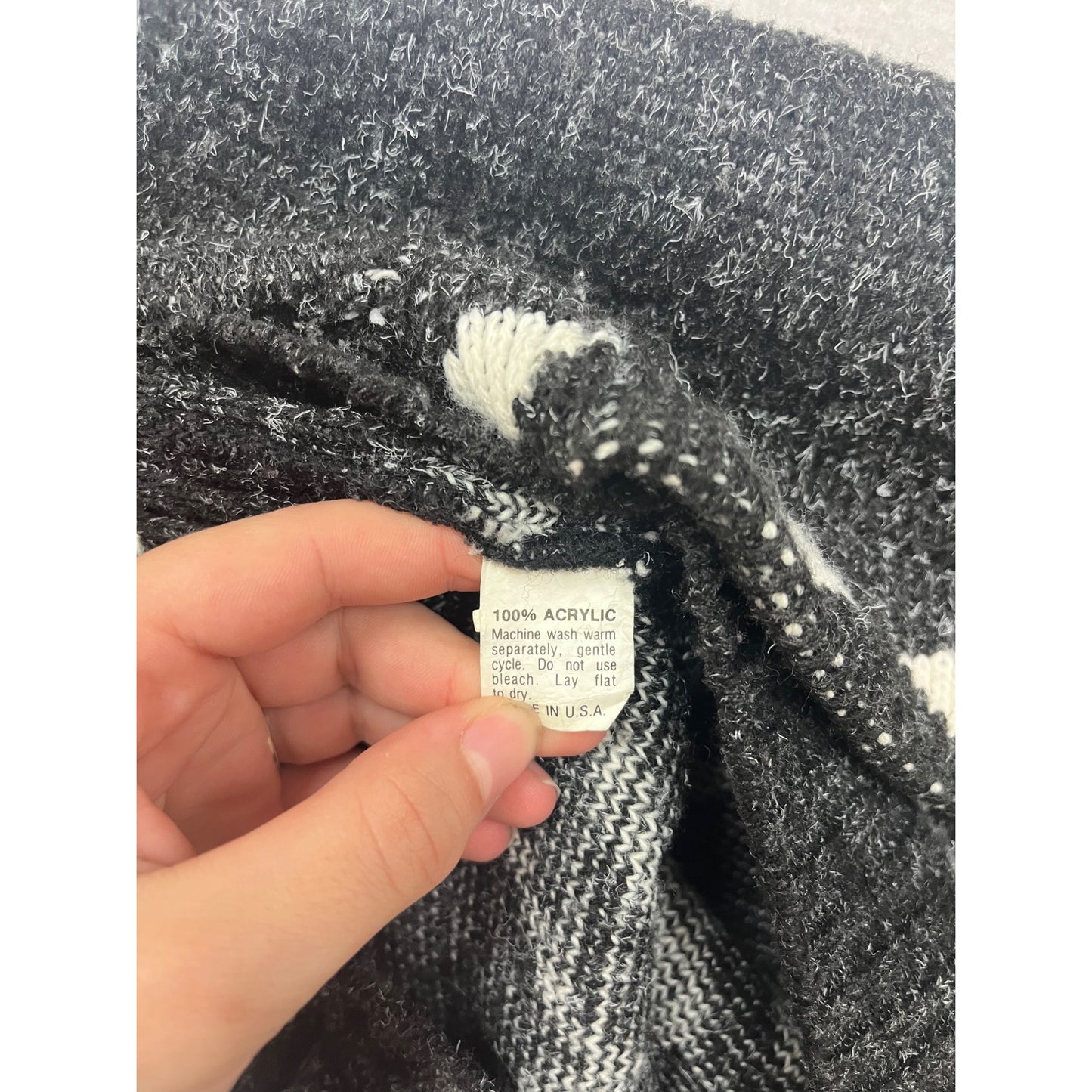 Vintage J.J.Blu XL Black & White Geometric Pullover Sweater #8734