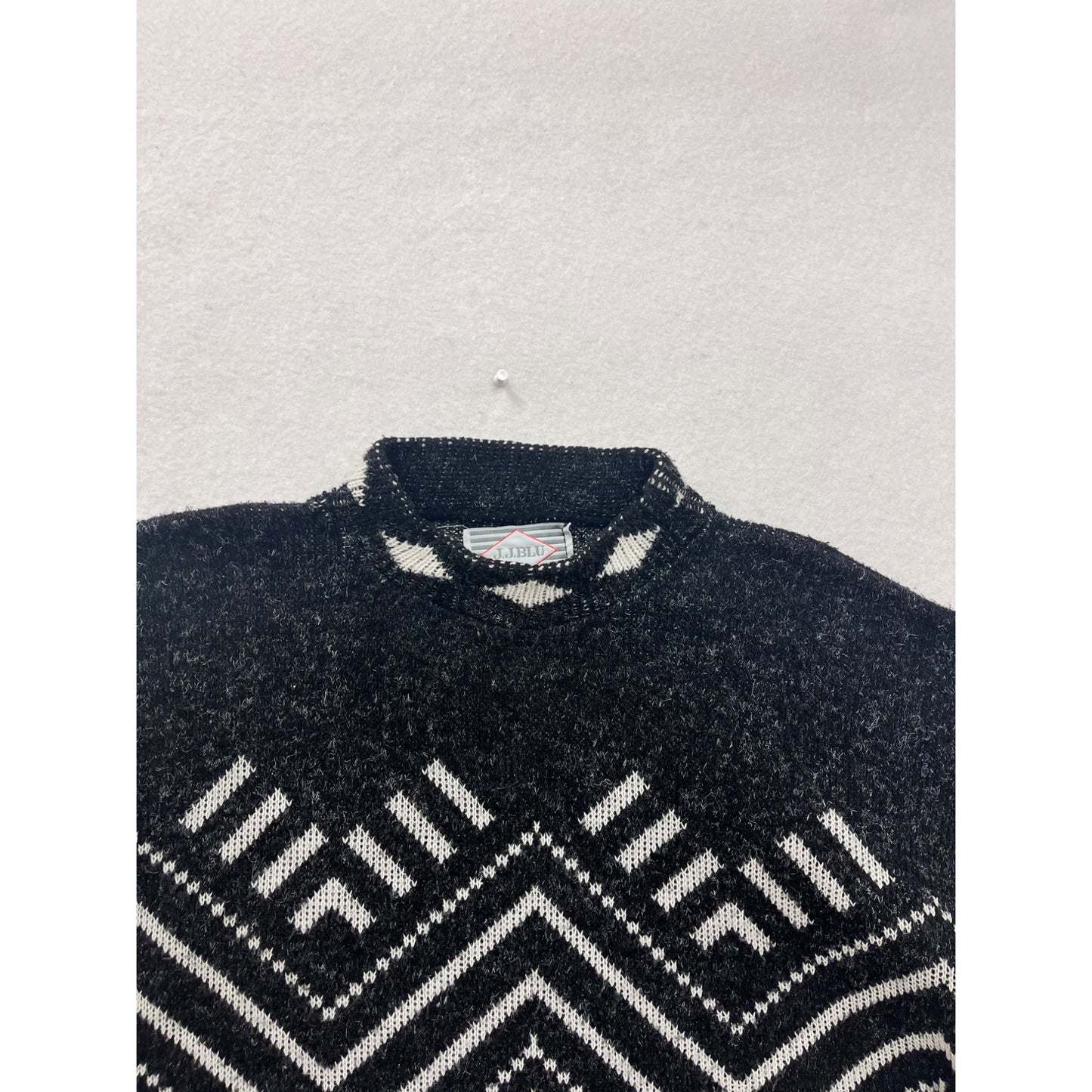 Vintage J.J.Blu XL Black & White Geometric Pullover Sweater #8734