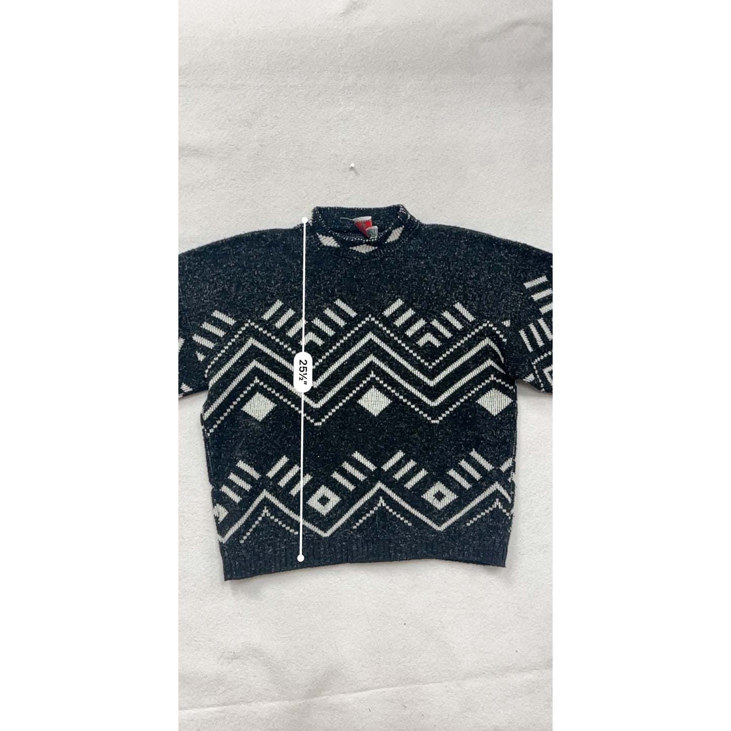 Vintage J.J.Blu XL Black & White Geometric Pullover Sweater #8734