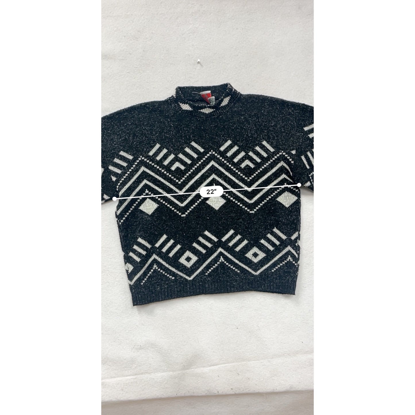 Vintage J.J.Blu XL Black & White Geometric Pullover Sweater #8734