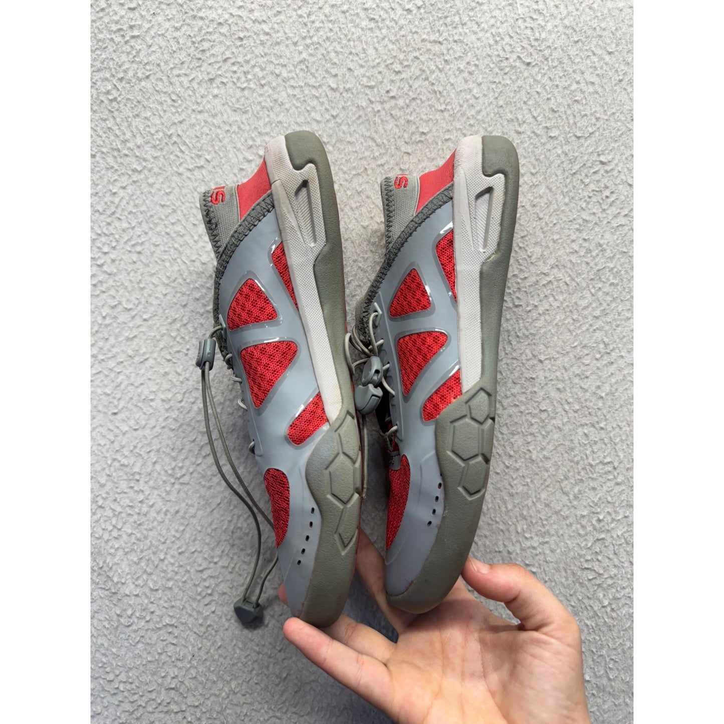 Simms Mens Gray & Red Wading Shoes With Rubber Sole Size 9 #9737