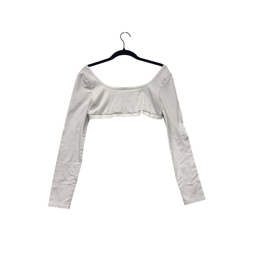 Garage White Long-Sleeve Off-Shoulder Micro-Crop Top M #121A
