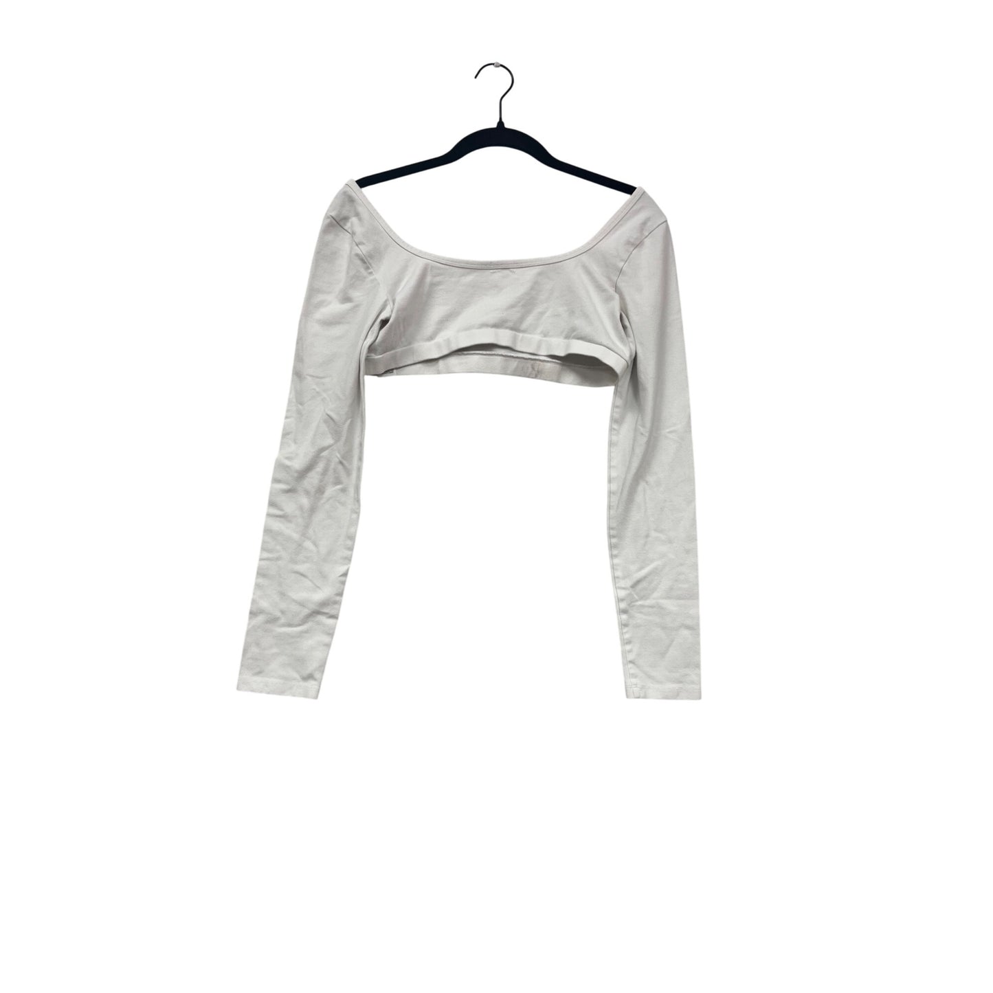 Garage White Long-Sleeve Off-Shoulder Micro-Crop Top M #121A