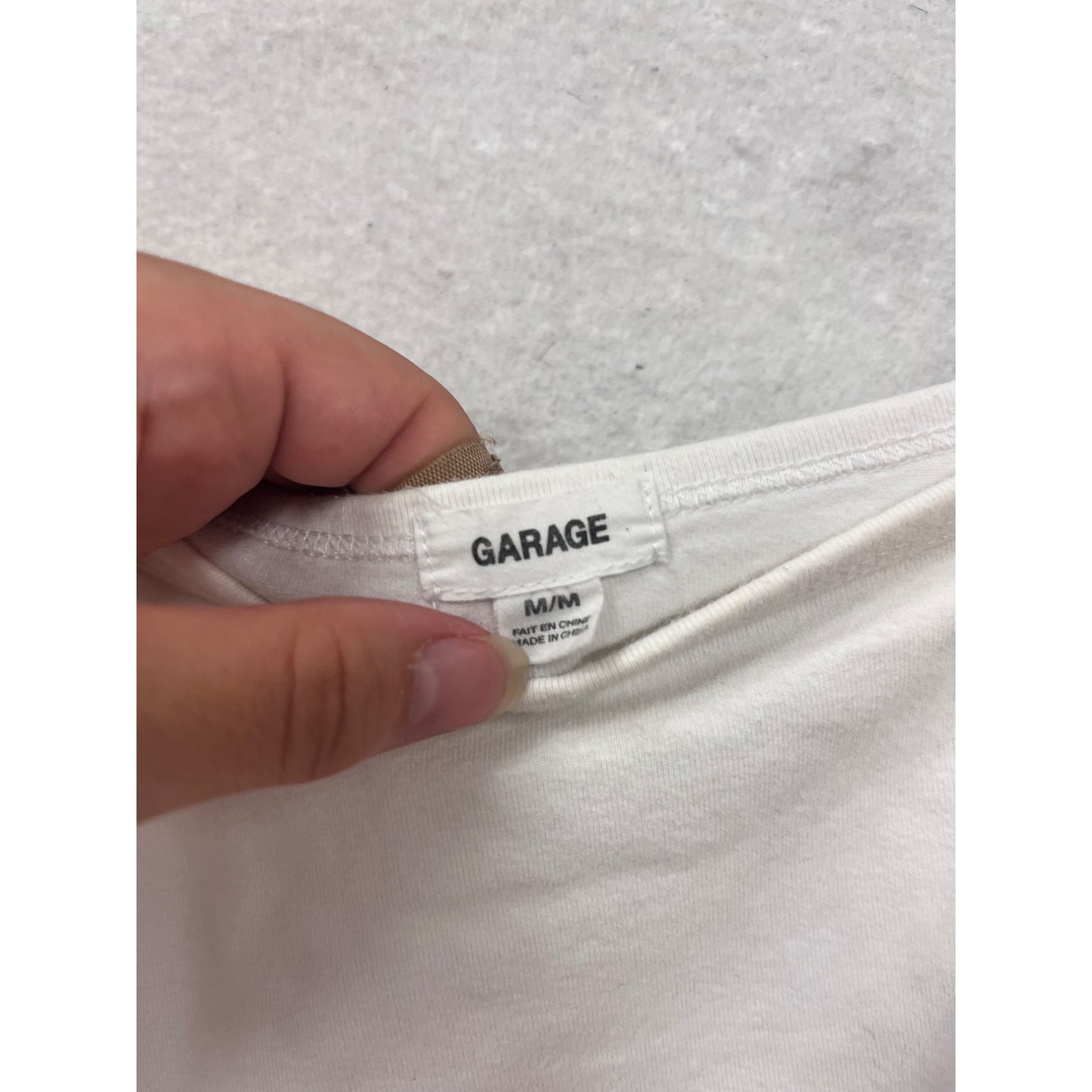 Garage White Long-Sleeve Off-Shoulder Micro-Crop Top M #121A