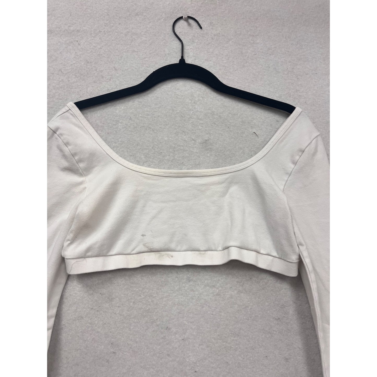 Garage White Long-Sleeve Off-Shoulder Micro-Crop Top M #121A