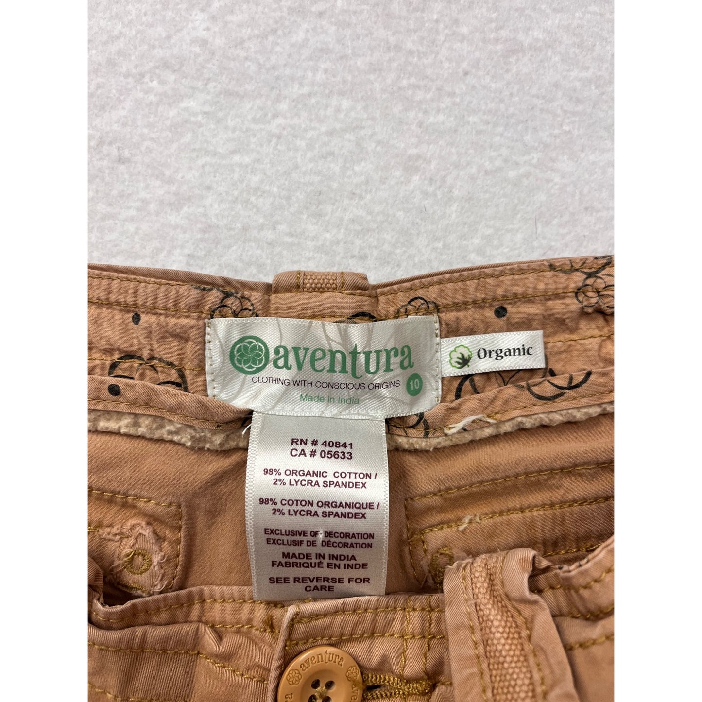 Aventura Womens Organic Cotton & Spandex Cargo Capri Pants Size 10 #6727