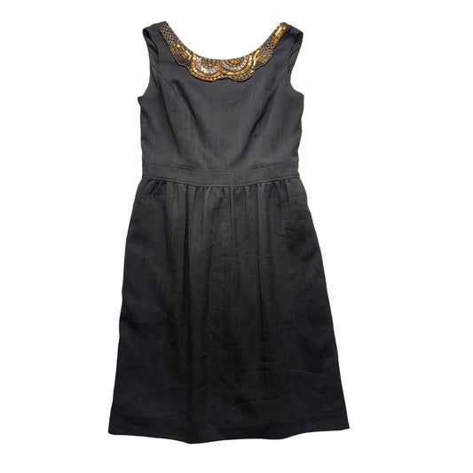 Black Sleeveless Dress With Gold & Silver Beaded Neckline #7712
