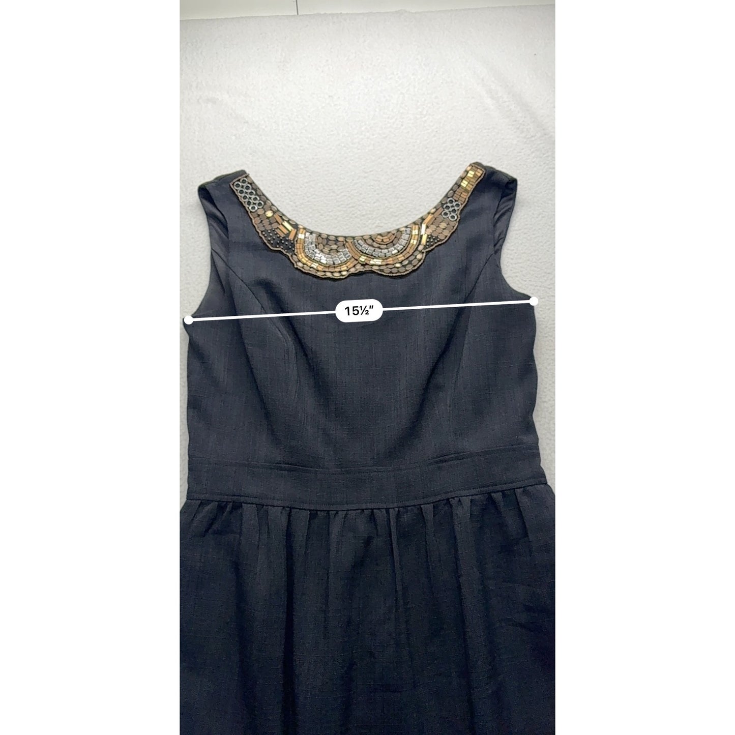 Black Sleeveless Dress With Gold & Silver Beaded Neckline #7712