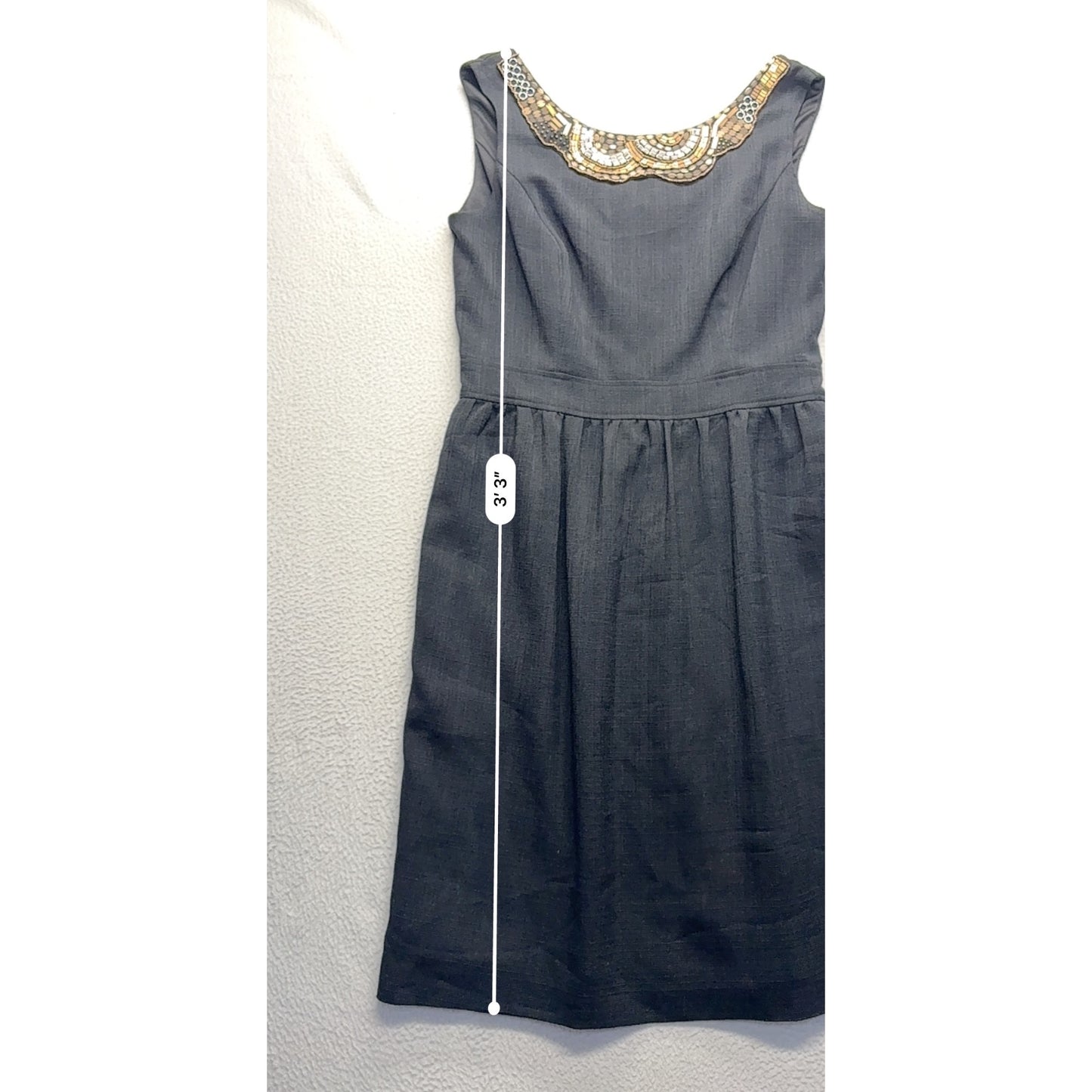 Black Sleeveless Dress With Gold & Silver Beaded Neckline #7712