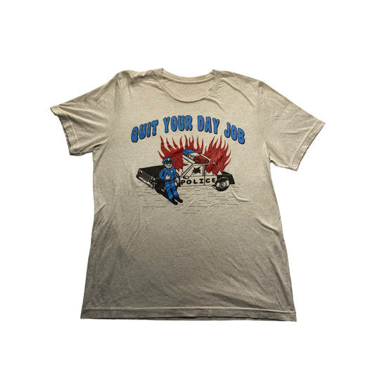 Quit Your Day Job Graphic Tee Mens L Police Car & Officer Design #7034