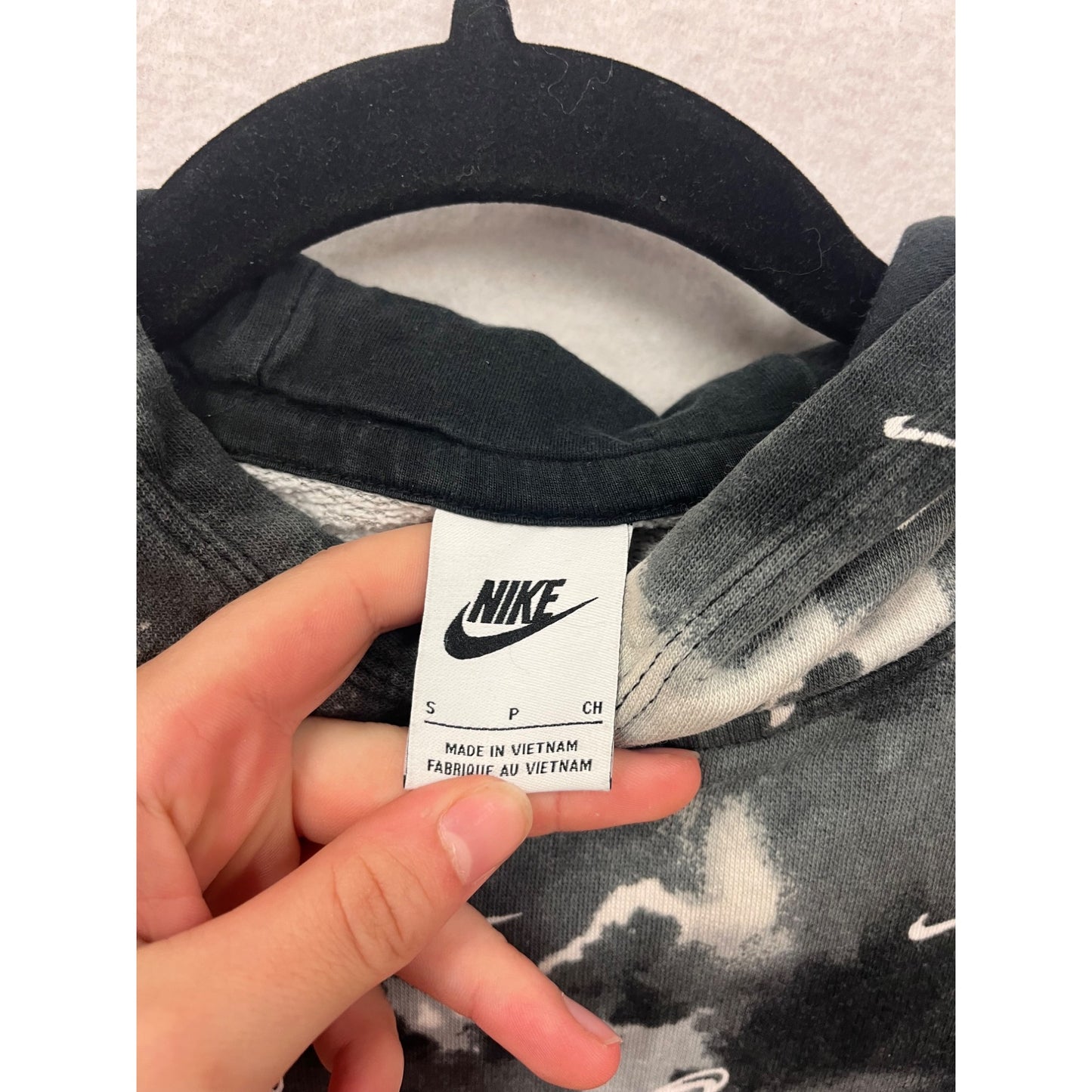 Nike Hoodie Black & White Abstract Print Small #8508