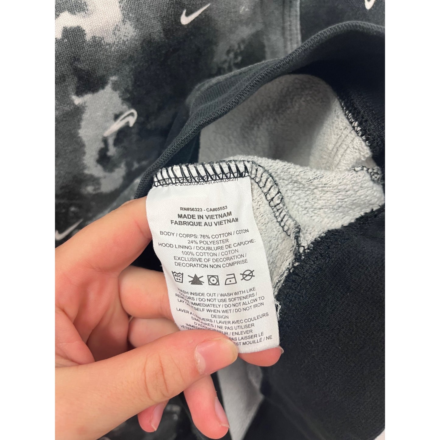 Nike Hoodie Black & White Abstract Print Small #8508