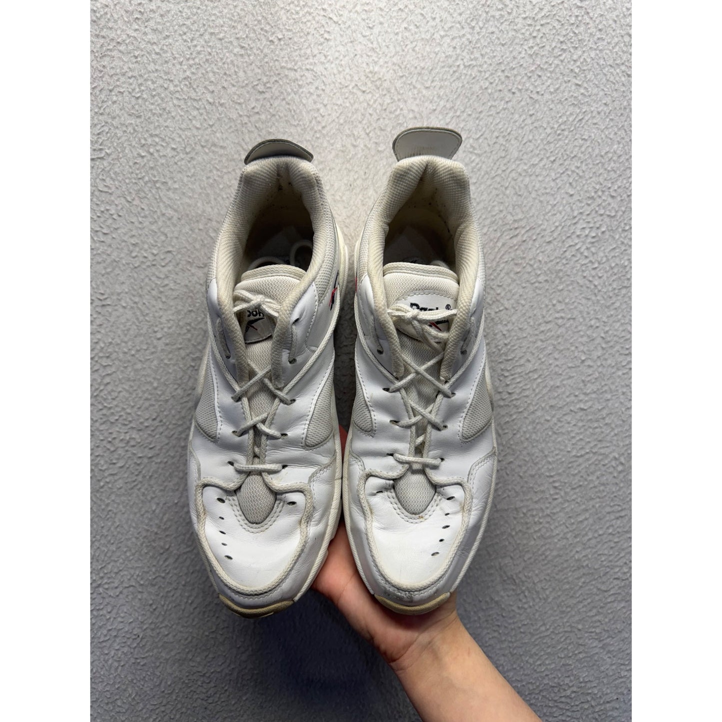 Reebok Hexalite White Athletic Sneakers Leather & Mesh Pre-Owned Size 9 #9630