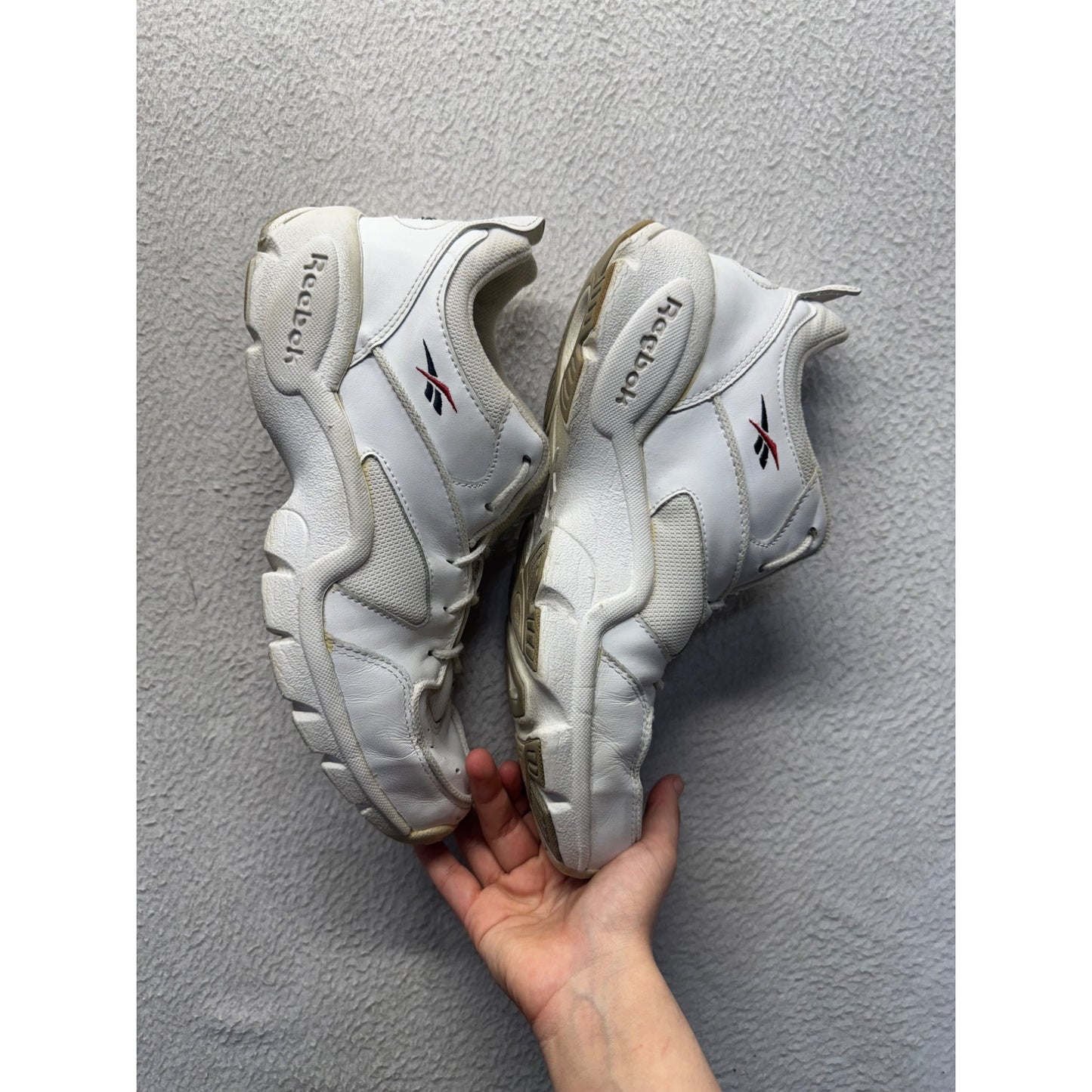 Reebok Hexalite White Athletic Sneakers Leather & Mesh Pre-Owned Size 9 #9630