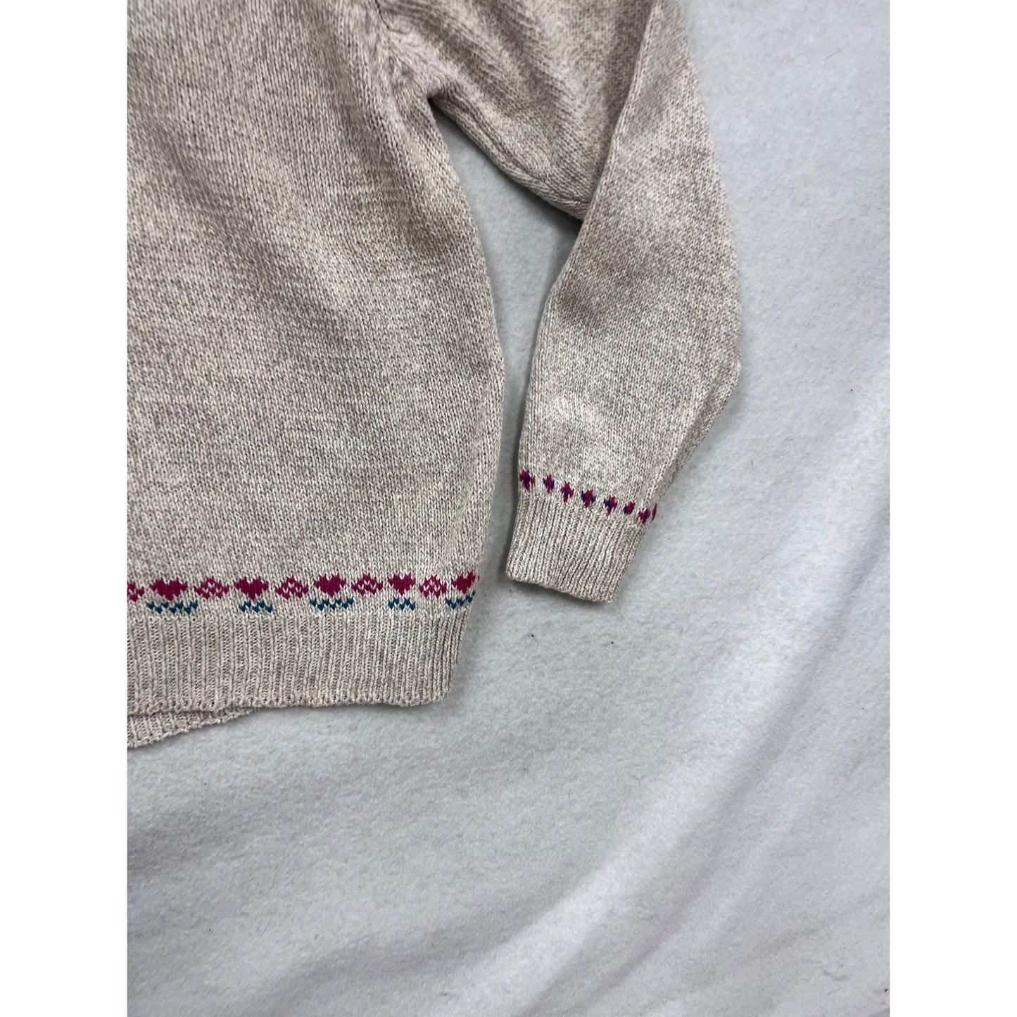 Woolrich Wool Sweater Beige Multicolor Fair Isle Knit Crew Neck #451A