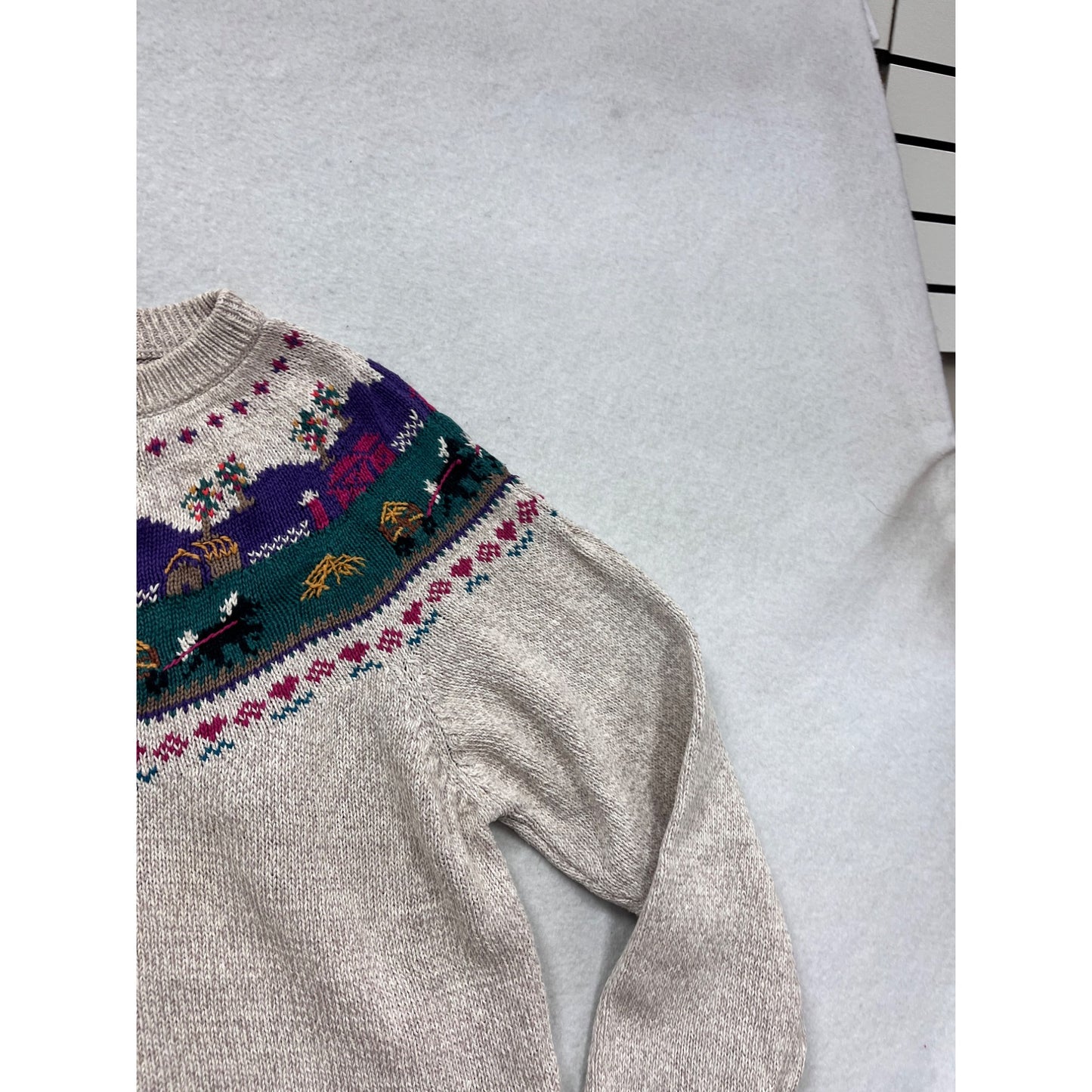 Woolrich Wool Sweater Beige Multicolor Fair Isle Knit Crew Neck #451A