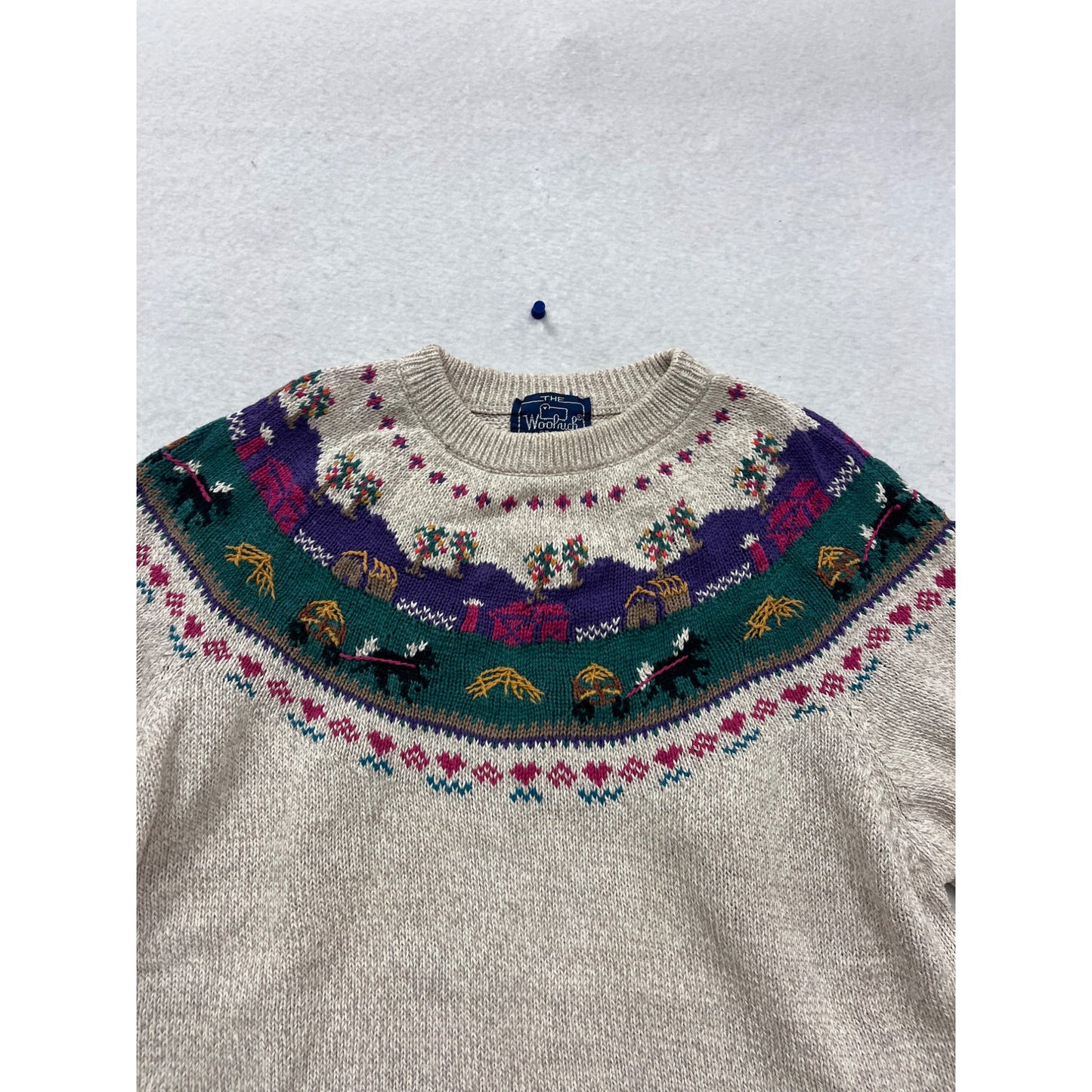 Woolrich Wool Sweater Beige Multicolor Fair Isle Knit Crew Neck #451A